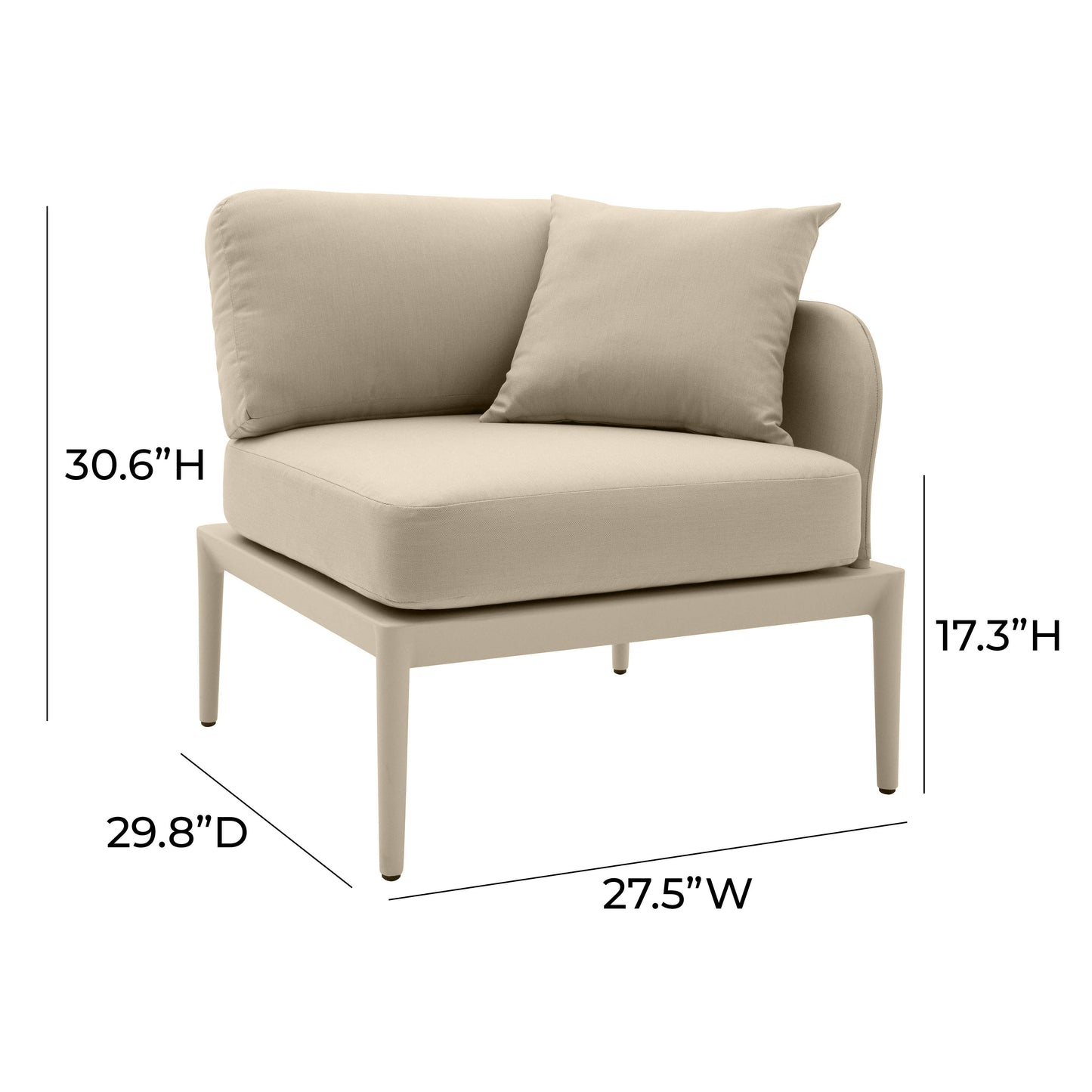 Kapri Modular Outdoor Corner Chair Taupe by Tov Furniture