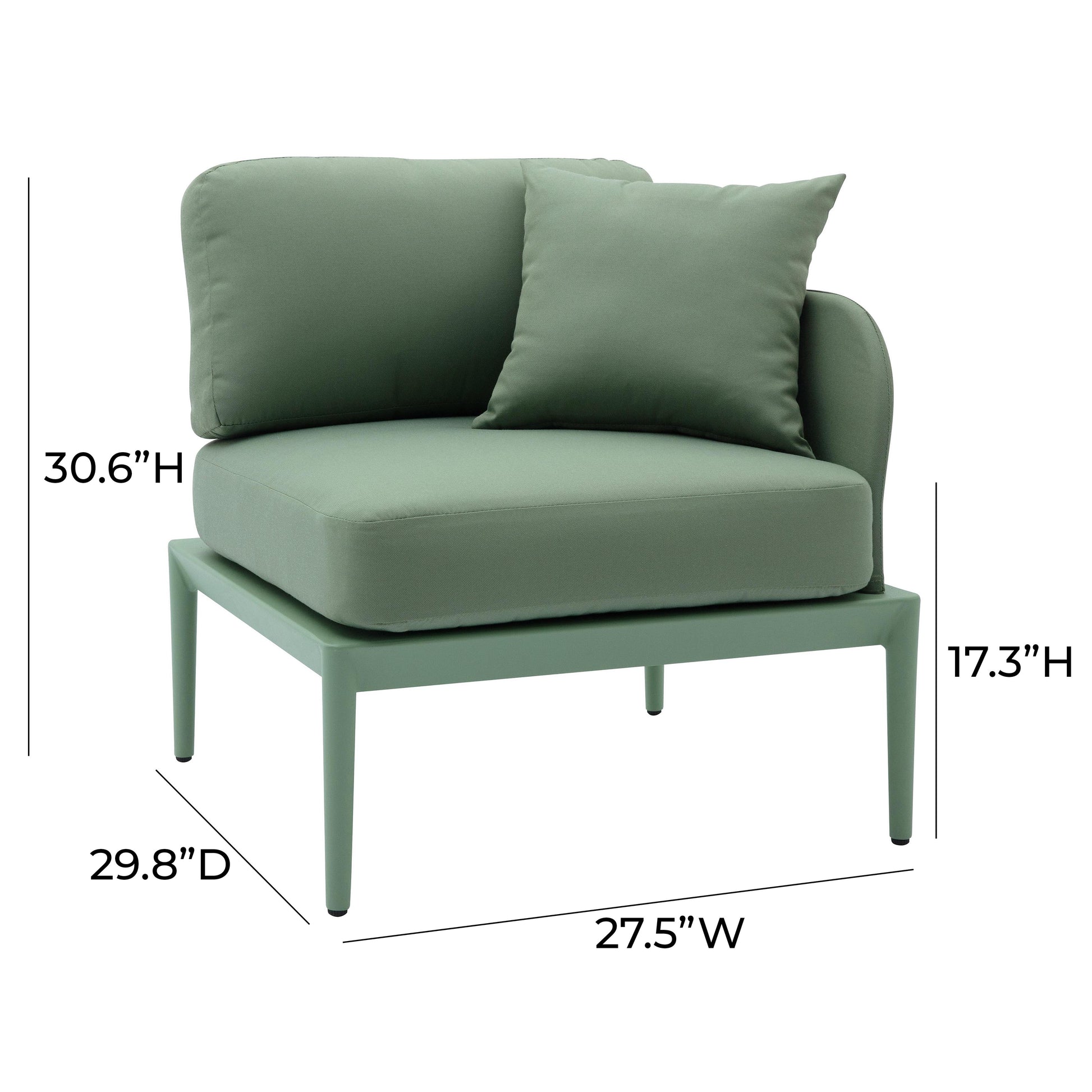 Kapri Modular Outdoor Corner Chair Moss Green by Tov Furniture