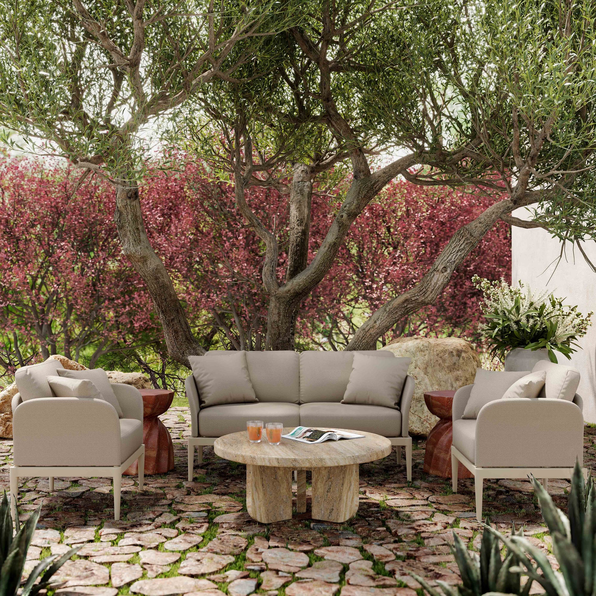 Kapri 55" Modular Outdoor Loveseat Taupe by Tov Furniture
