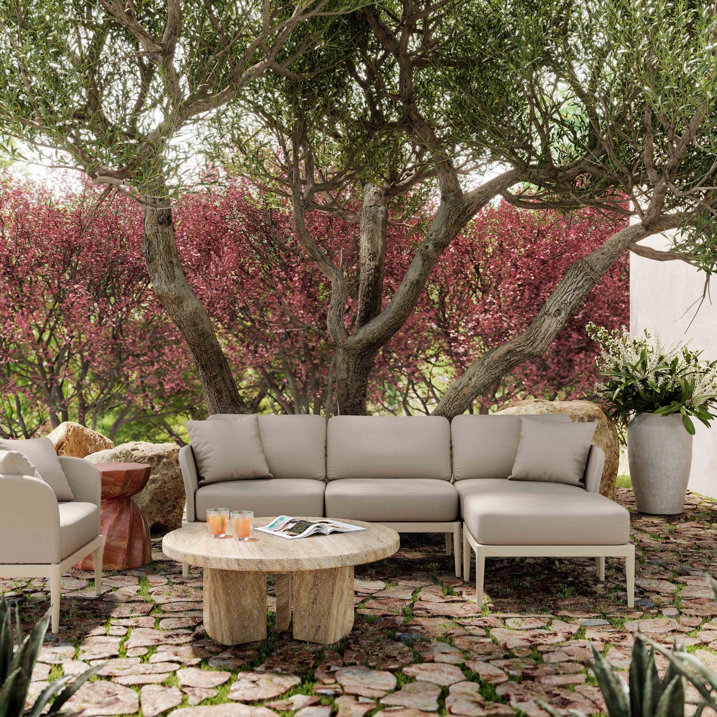 Kapri 4-Piece Modular Outdoor Sectional Taupe by Tov Furniture