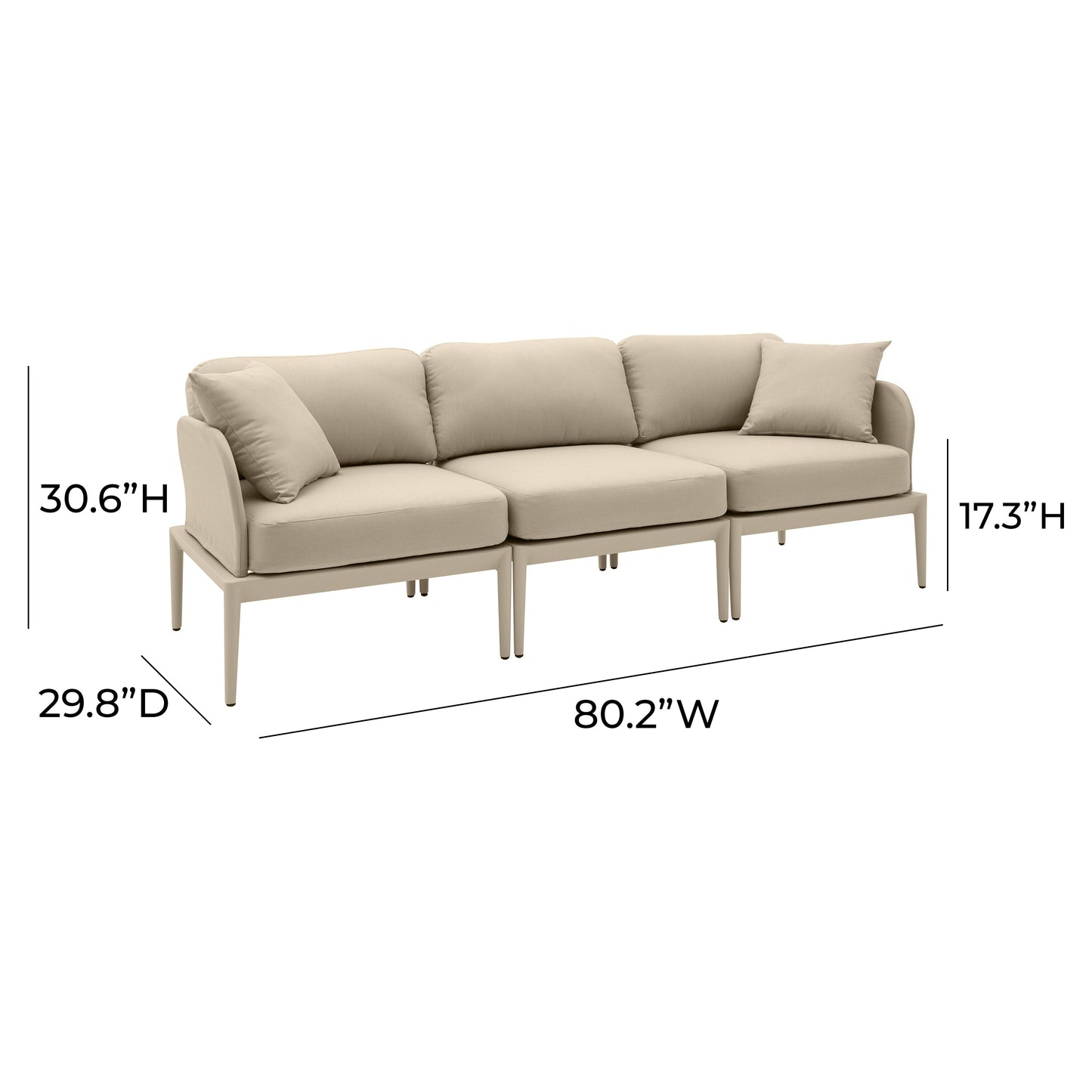 Kapri 80" Modular Outdoor Sofa Taupe by Tov Furniture