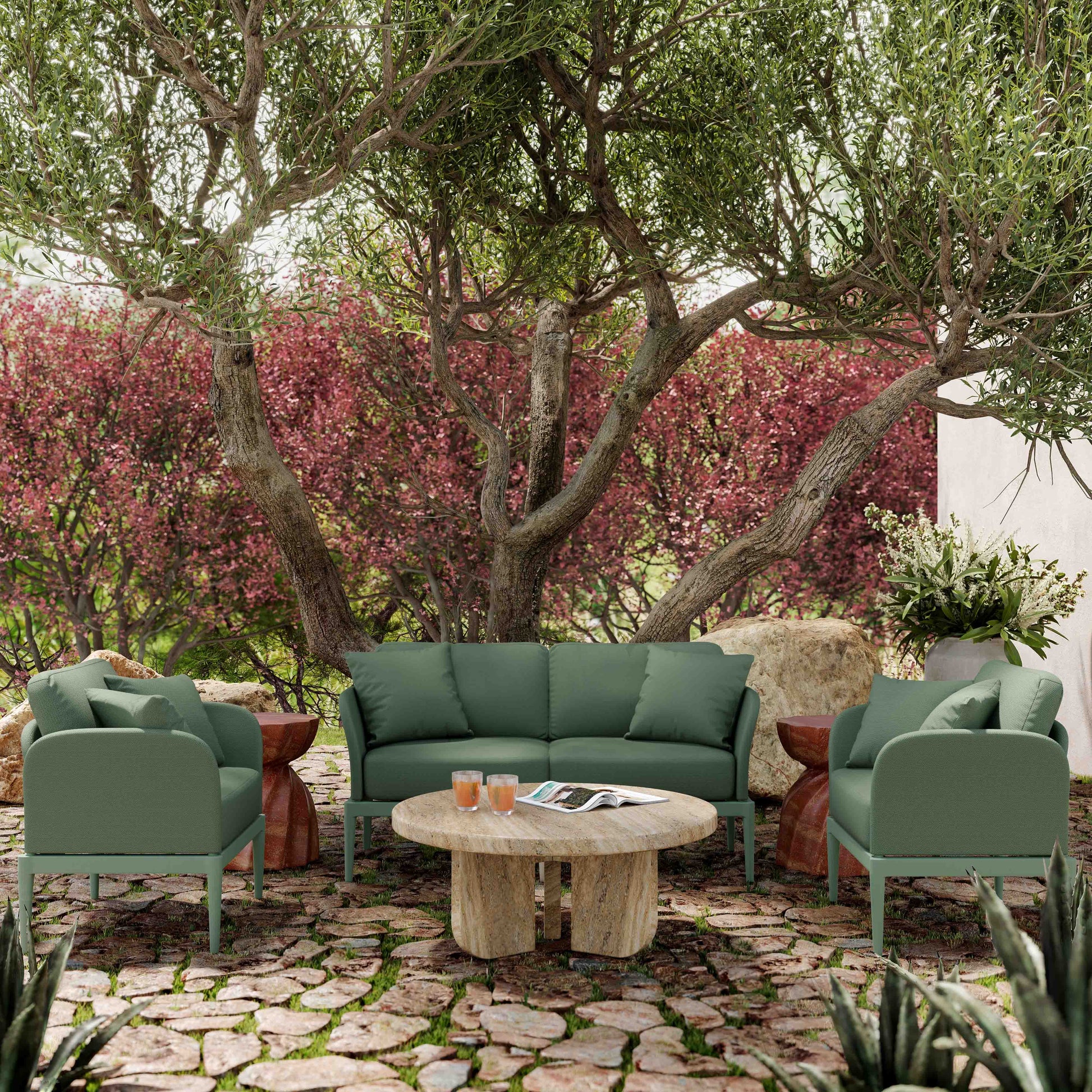 Kapri 55" Modular Outdoor Loveseat Moss Green by Tov Furniture