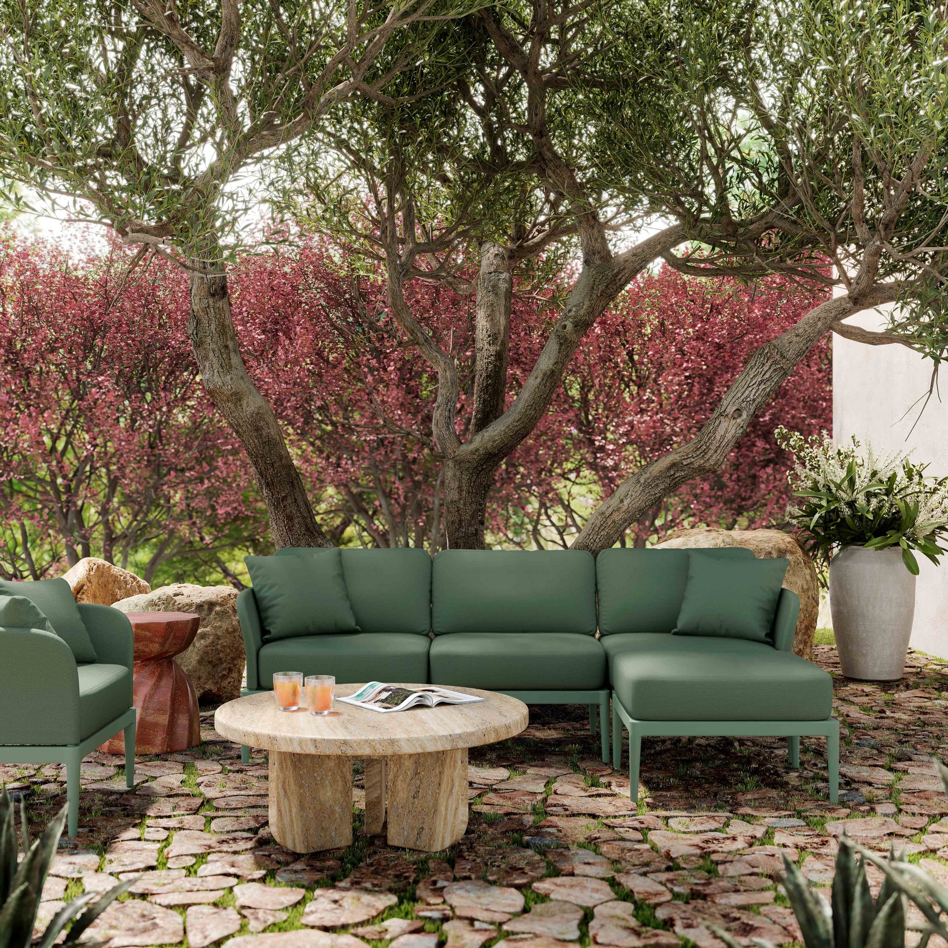 Kapri Outdoor Ottoman Moss Green by Tov Furniture