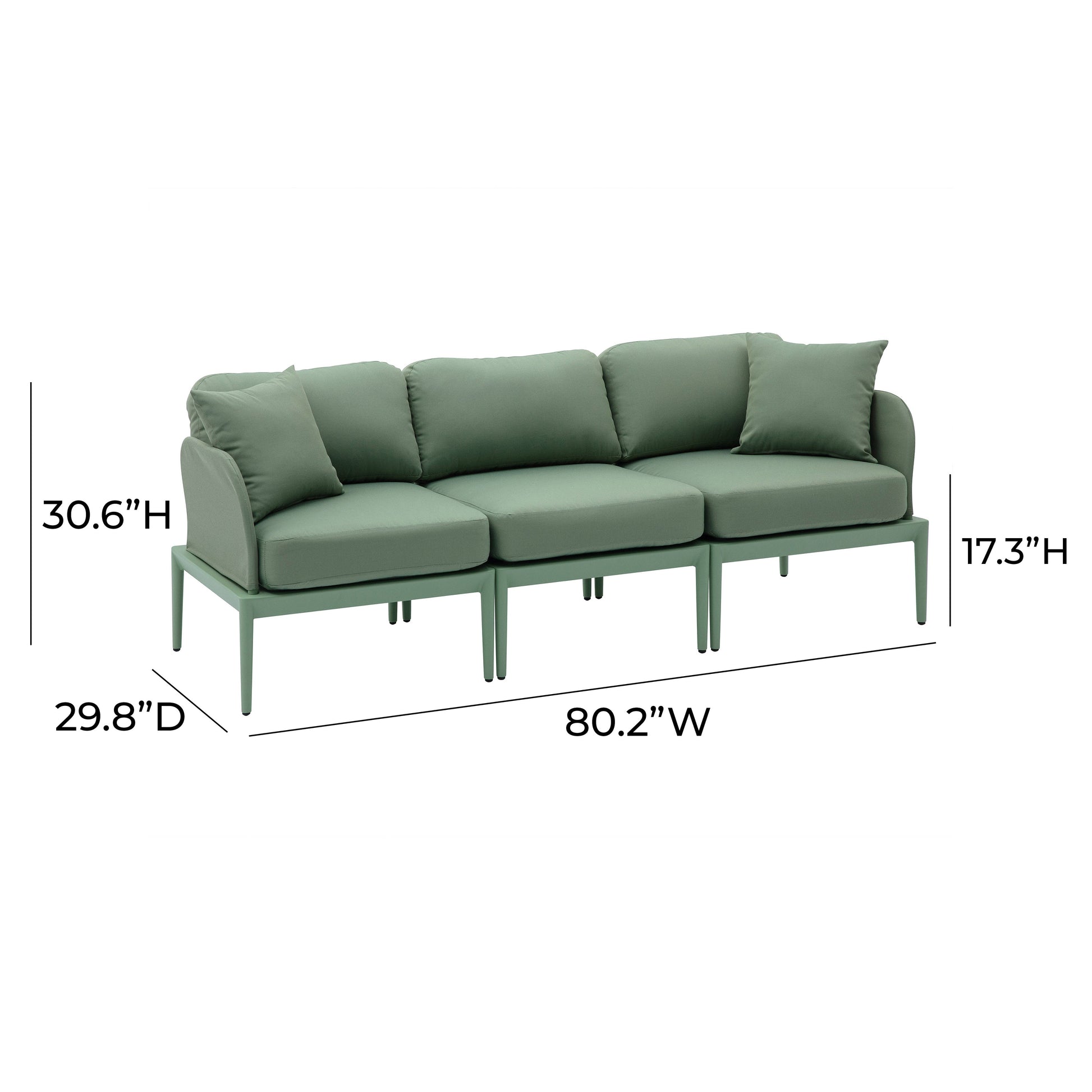 Kapri 80" Modular Outdoor Sofa Moss Green by Tov Furniture