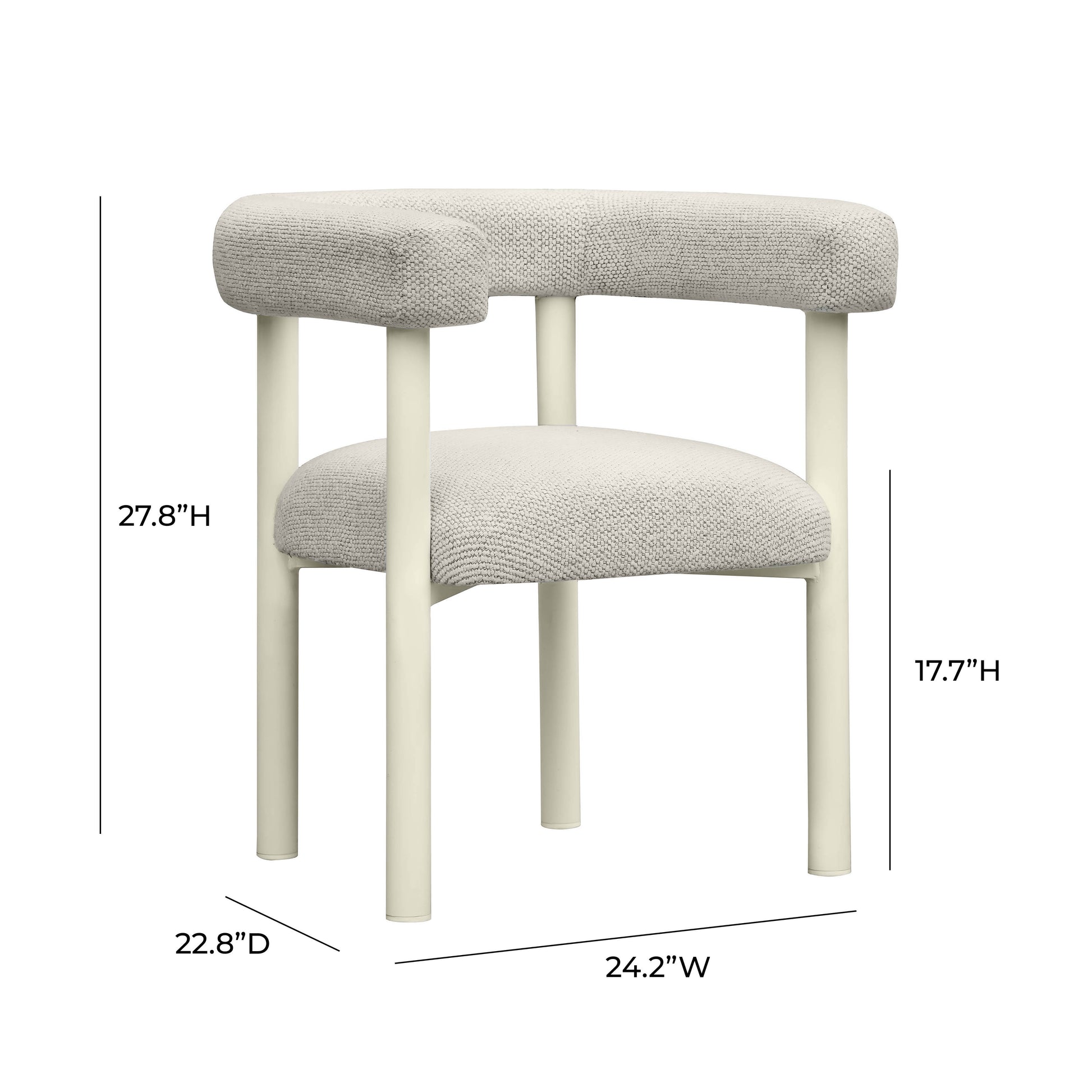 Jackie Cream Textured Contract-Grade Fabric Outdoor Dining Chair Cream by Tov Furniture
