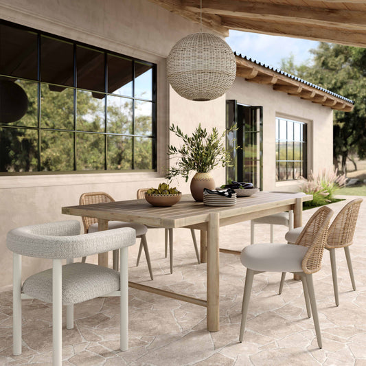Jackie Cream Textured Contract-Grade Fabric Outdoor Dining Chair by TOV Furniture – photo 2 of 6