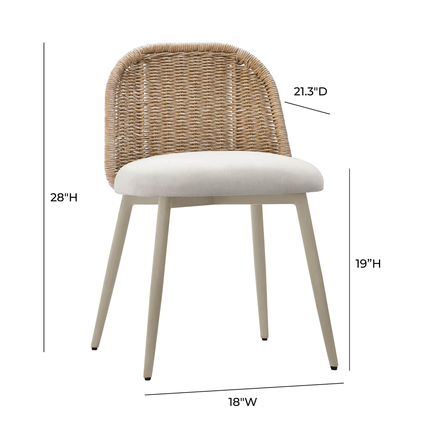 Alexa Rattan Performance Fabric Dining Chair Cream by Tov Furniture