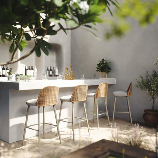 Alexa Performance Fabric Outdoor Stool by TOV Furniture – several options shown