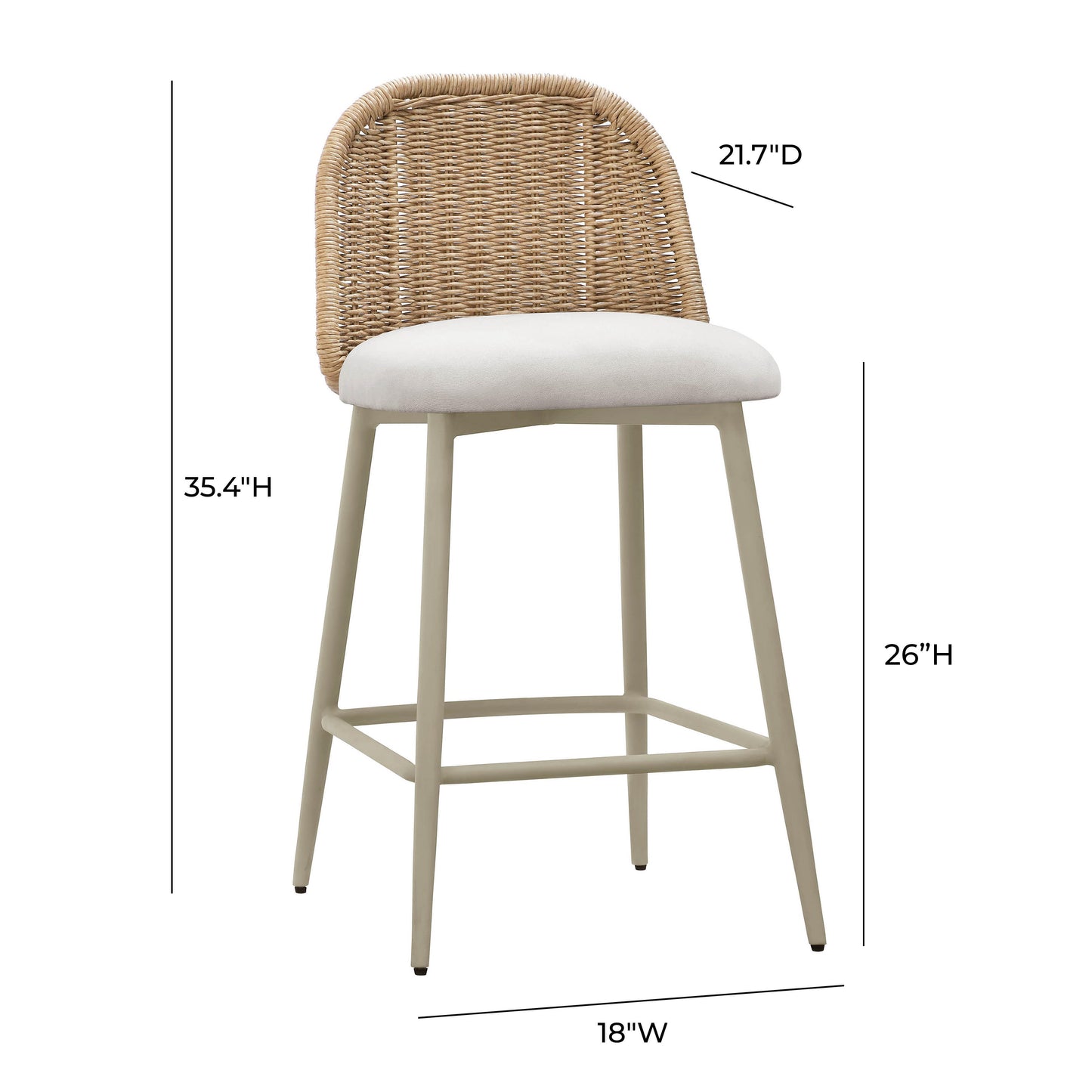 Alexa Cream Performance Fabric Outdoor Counter Stool by TOV