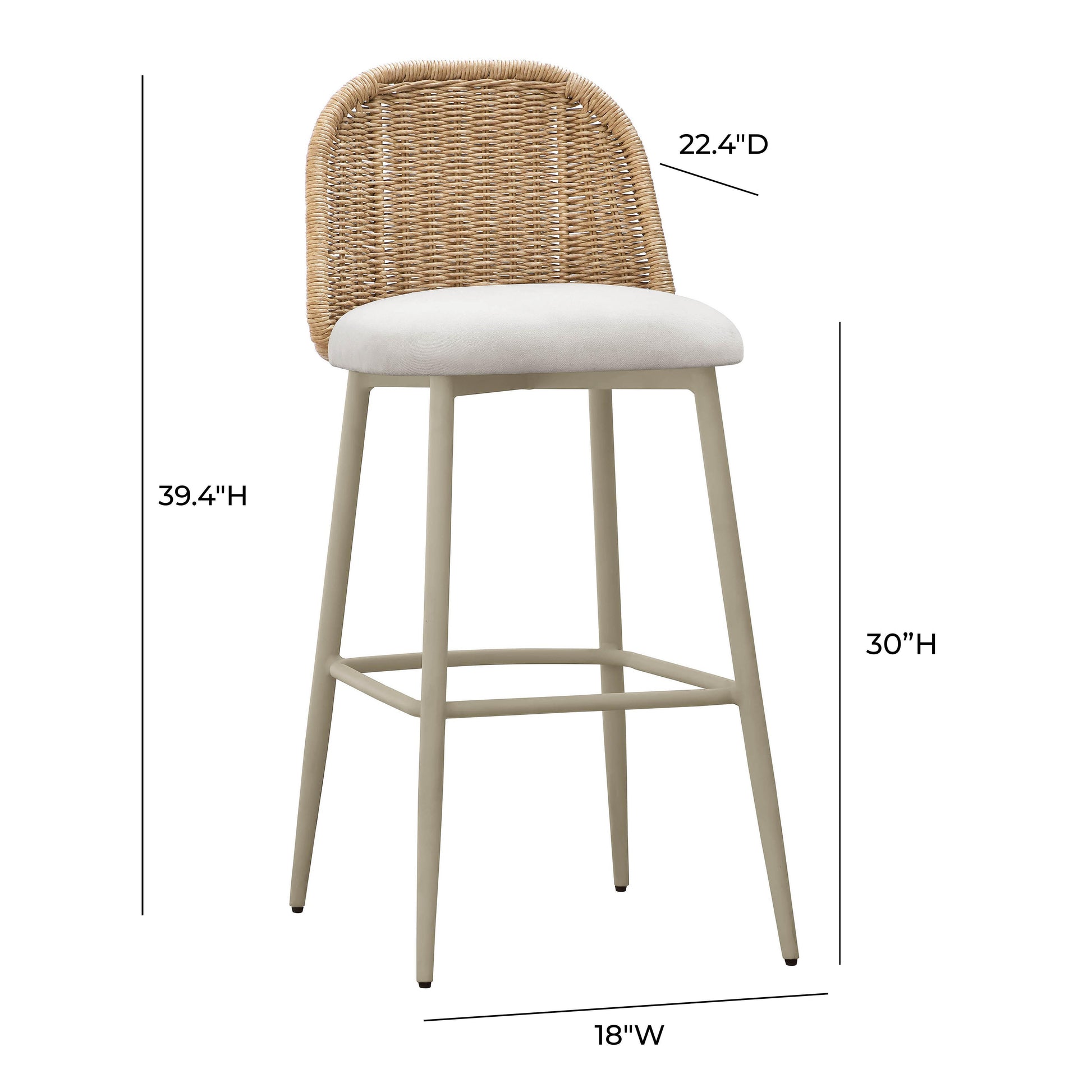 Alexa Cream Performance Fabric Outdoor Barstool by TOV