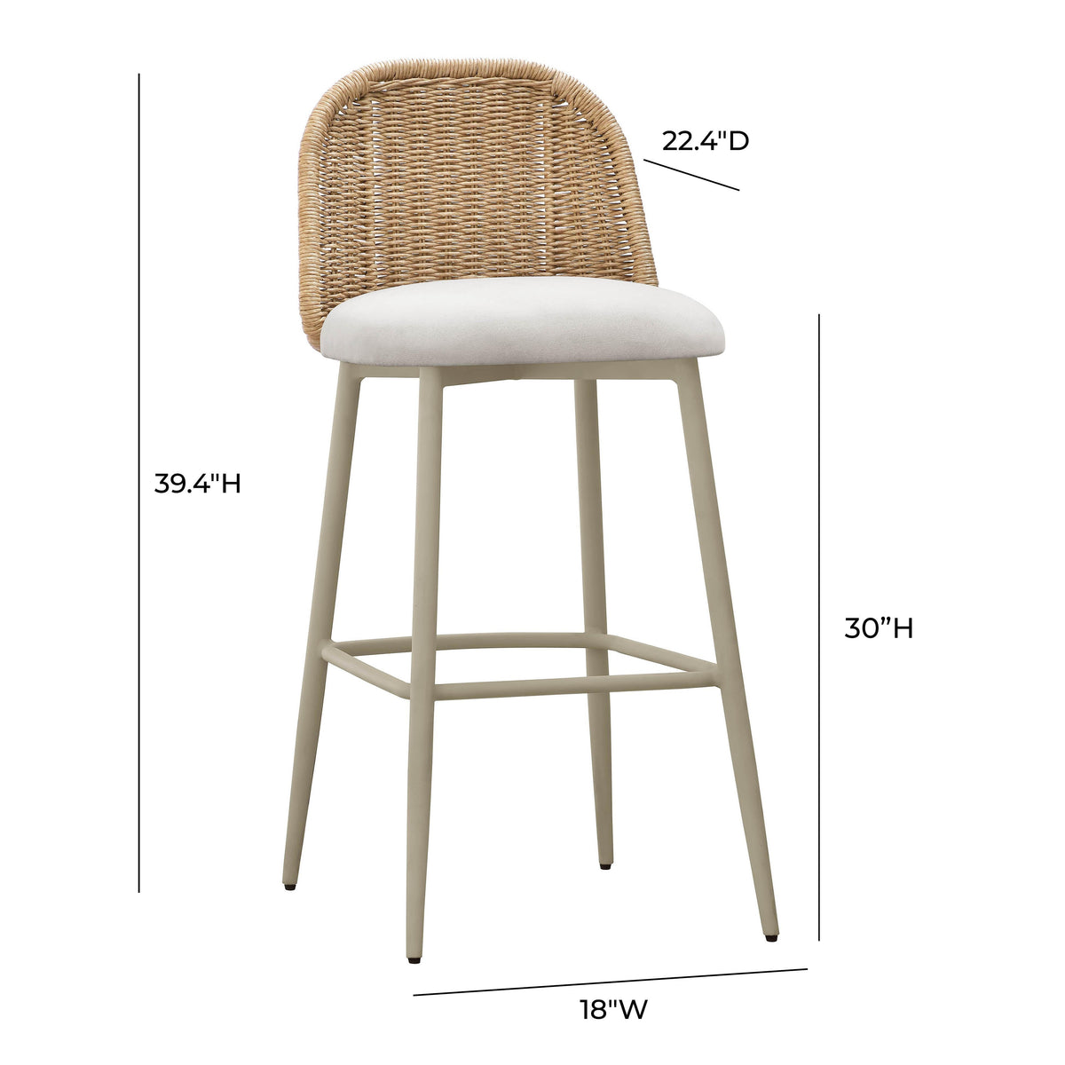 Alexa Cream Performance Fabric Outdoor Barstool by TOV Furniture – photo 5 of 5