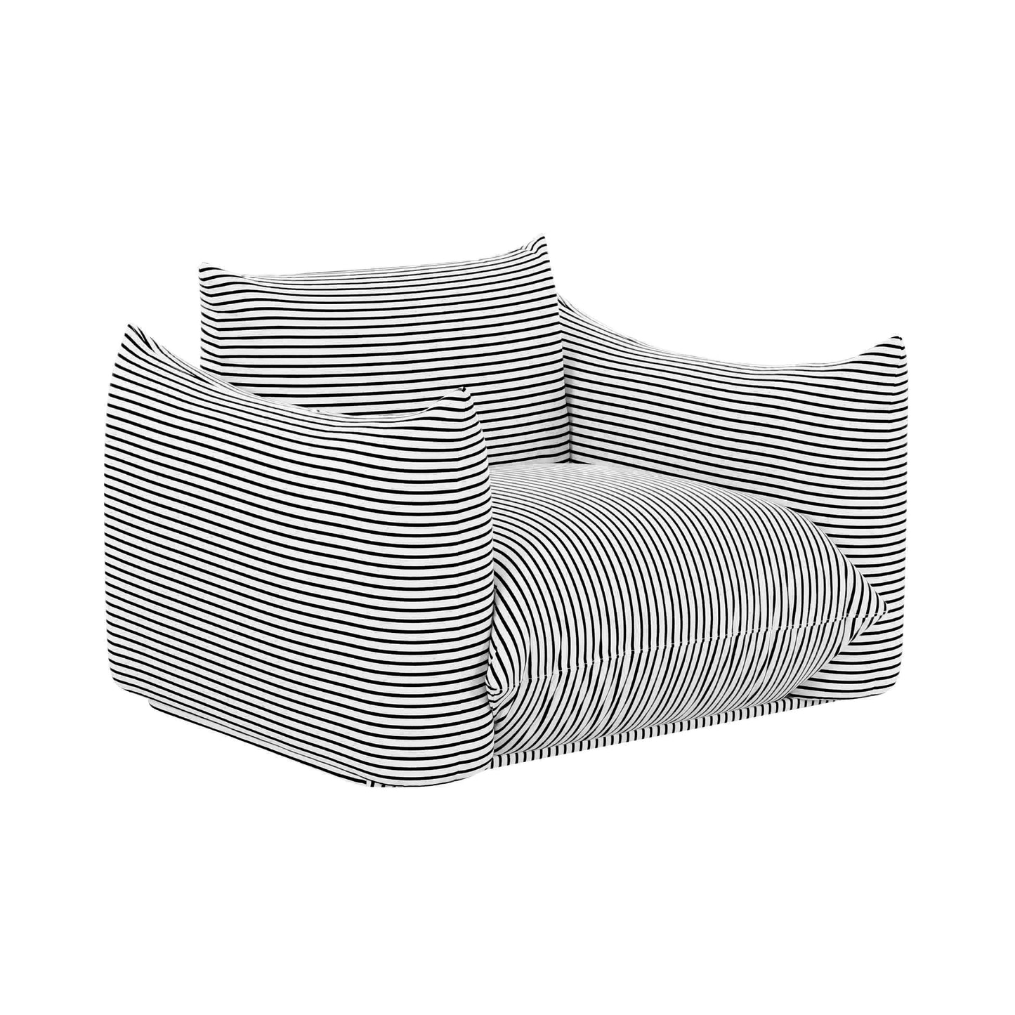 Saint Tropez Striped Stuffed Indoor/Outdoor Armchair Black, Pearl by Tov Furniture