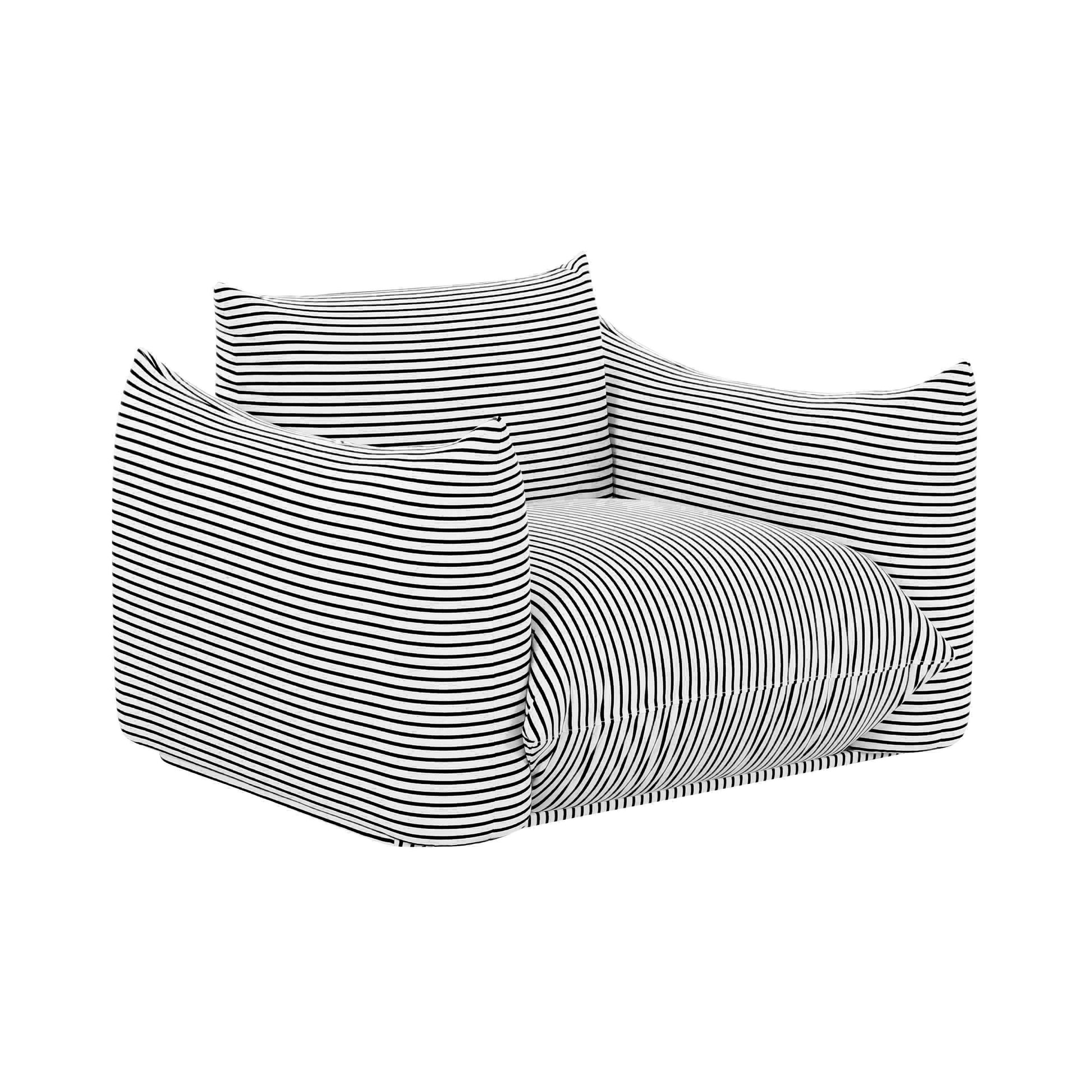 Saint Tropez Striped Stuffed Indoor/Outdoor Armchair Black, Pearl by Tov Furniture