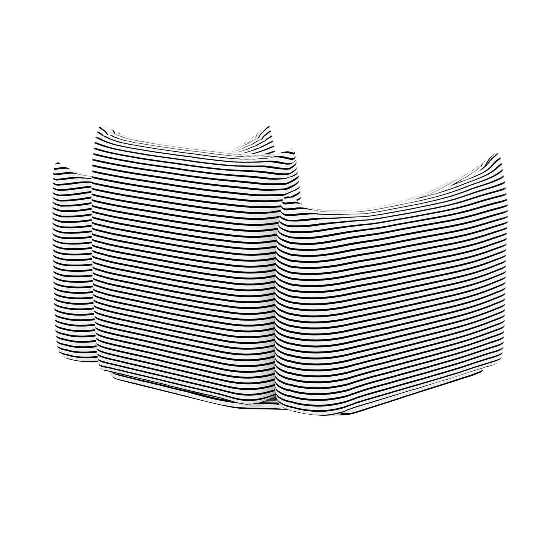 Saint Tropez Striped Stuffed Indoor/Outdoor Armchair Black, Pearl by Tov Furniture