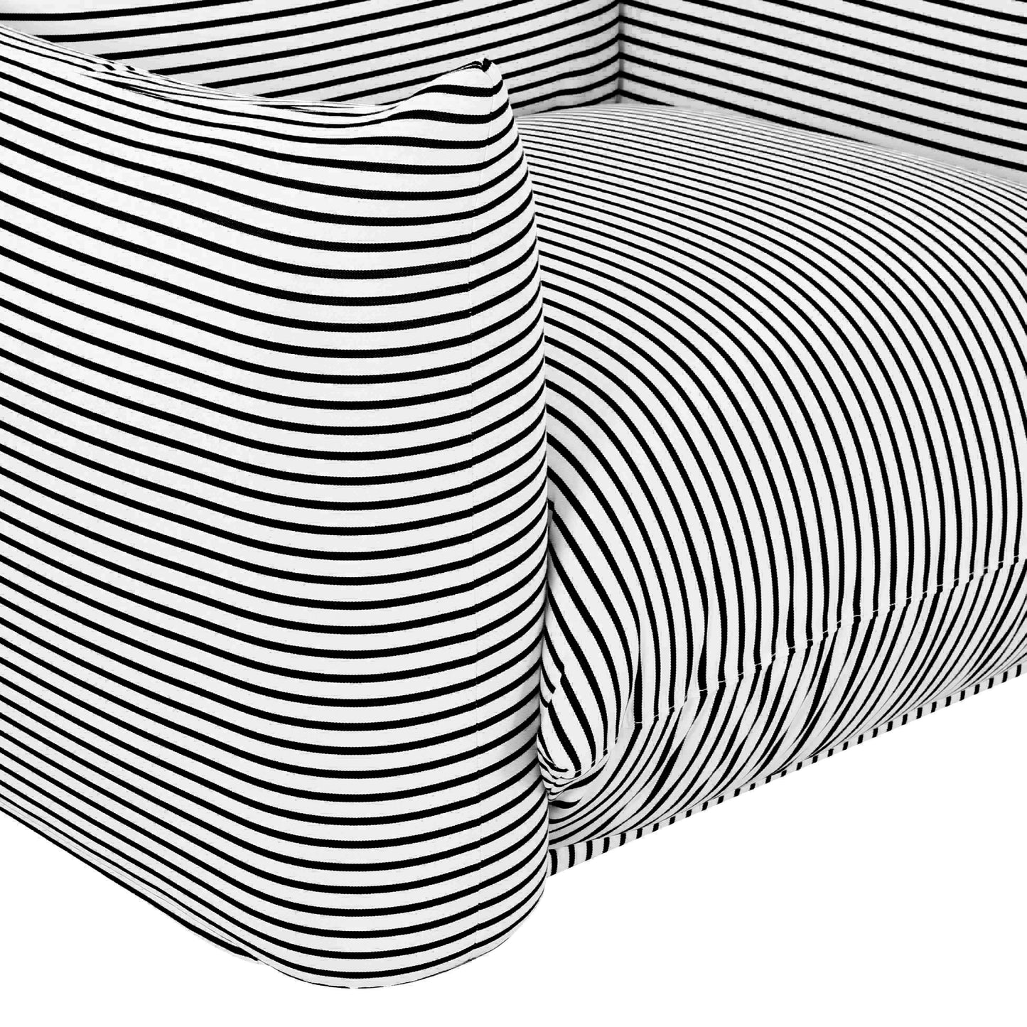 Saint Tropez Striped Stuffed Indoor/Outdoor Armchair Black, Pearl by Tov Furniture