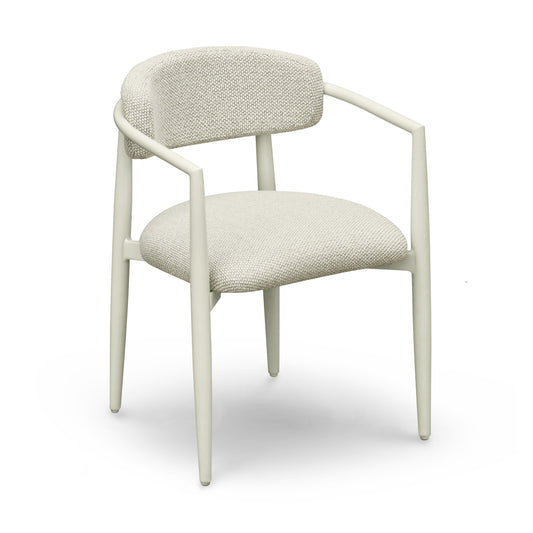 Annika Textured Contract-Grade Fabric Outdoor Dining Arm Chair Cream by Tov Furniture