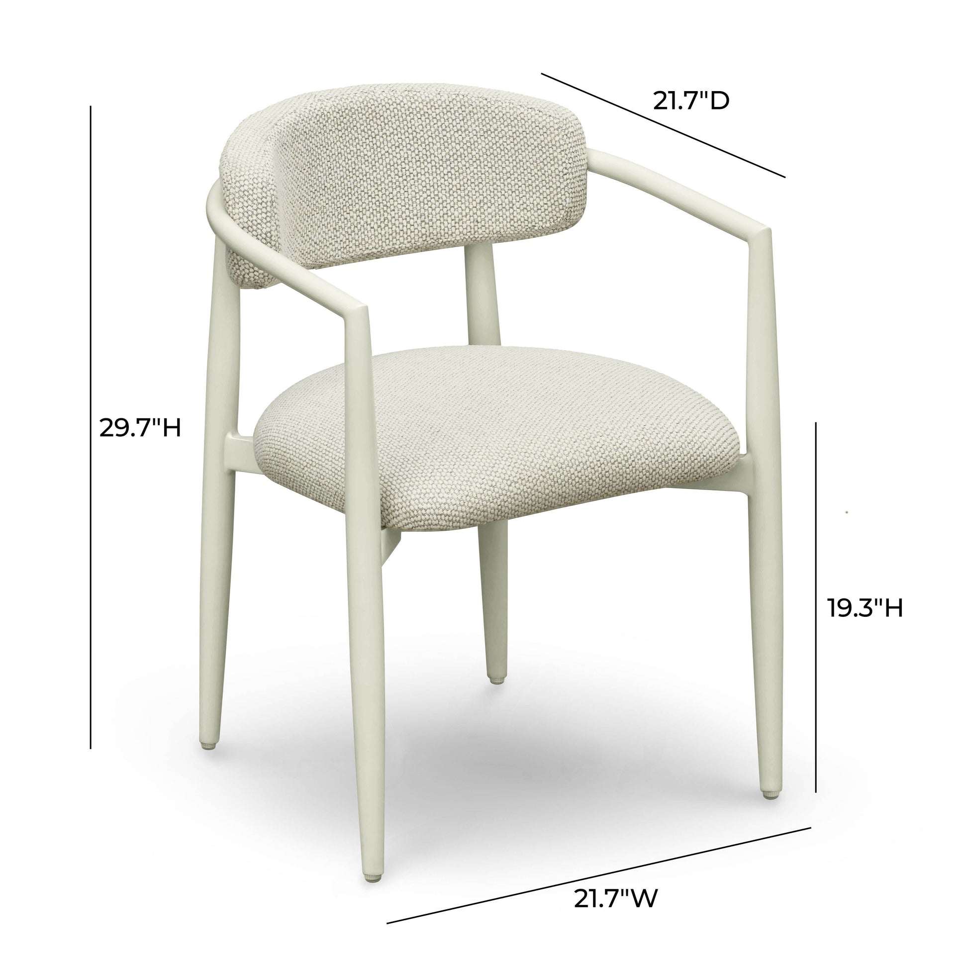 Annika Textured Contract-Grade Fabric Outdoor Dining Arm Chair Cream by Tov Furniture
