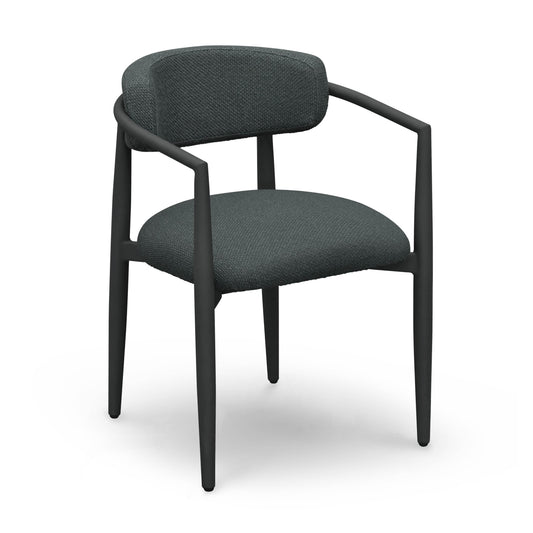 Annika Textured Contract-Grade Fabric Outdoor Dining Arm Chair Black by Tov Furniture