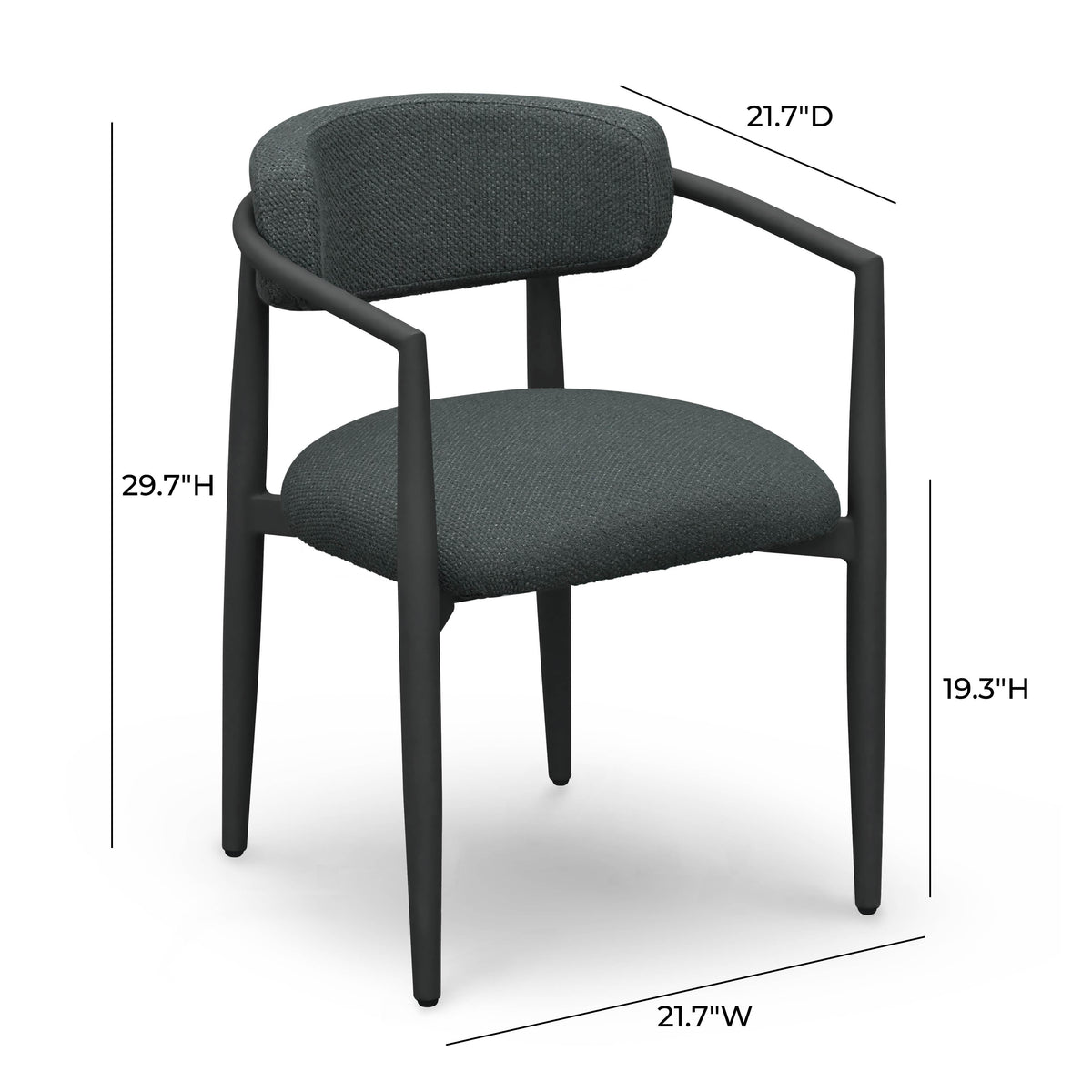 Annika Black Textured Contract-Grade Fabric Outdoor Dining Arm Chair by TOV Furniture – photo 6 of 7