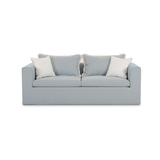 Salty 84.5" Striped Contract-Grade Indoor/Outdoor Sofa Blue by Tov Furniture