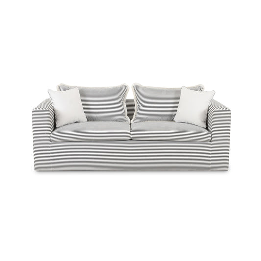 Salty 84.5" Striped Contract-Grade Indoor/Outdoor Sofa Black by Tov Furniture