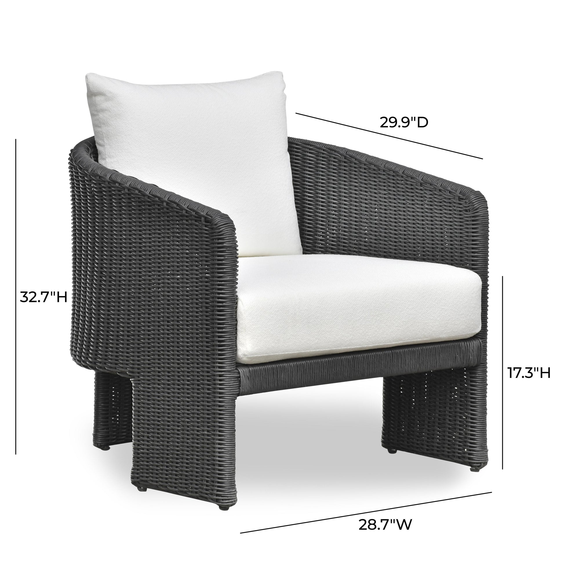 Alexa Rattan Performance Fabric Outdoor Armchair Black by Tov Furniture