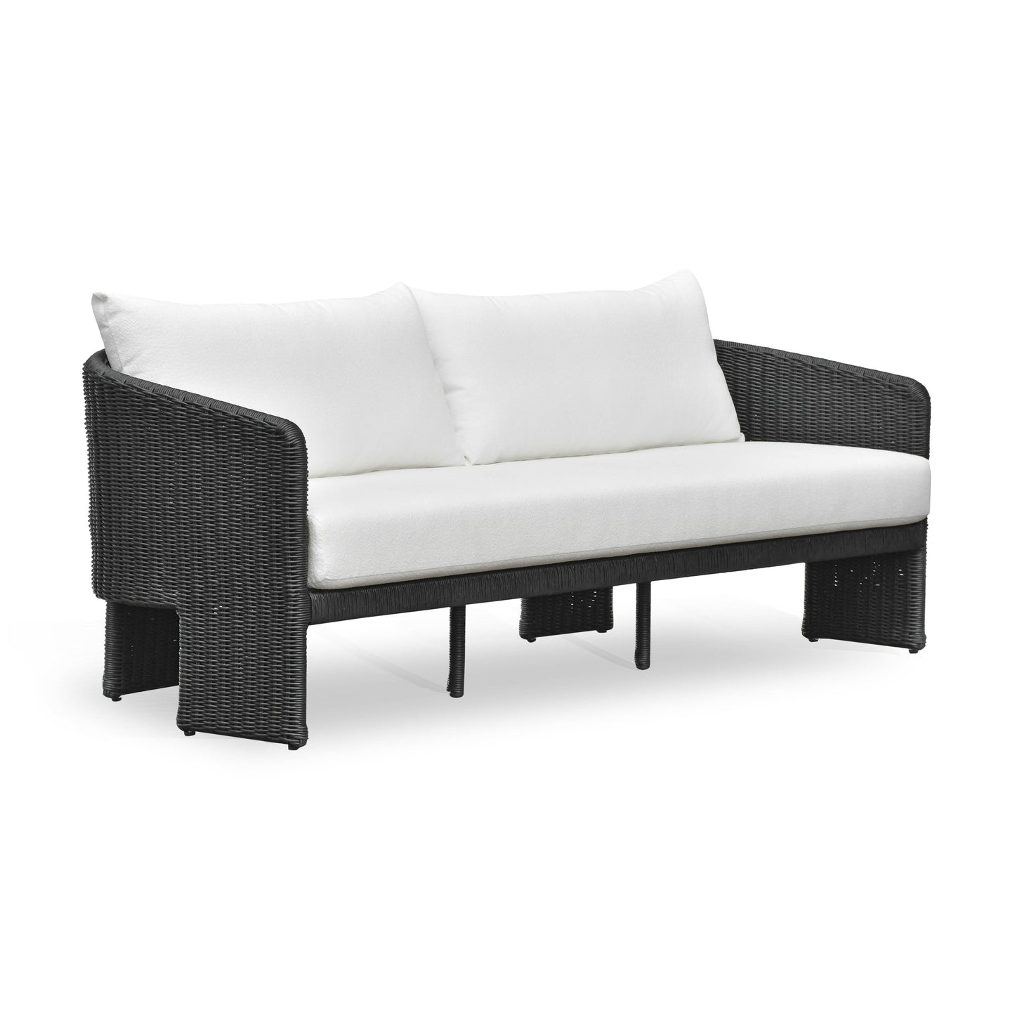 Alexa 80" Rattan Performance Fabric Outdoor Sofa Black by Tov Furniture