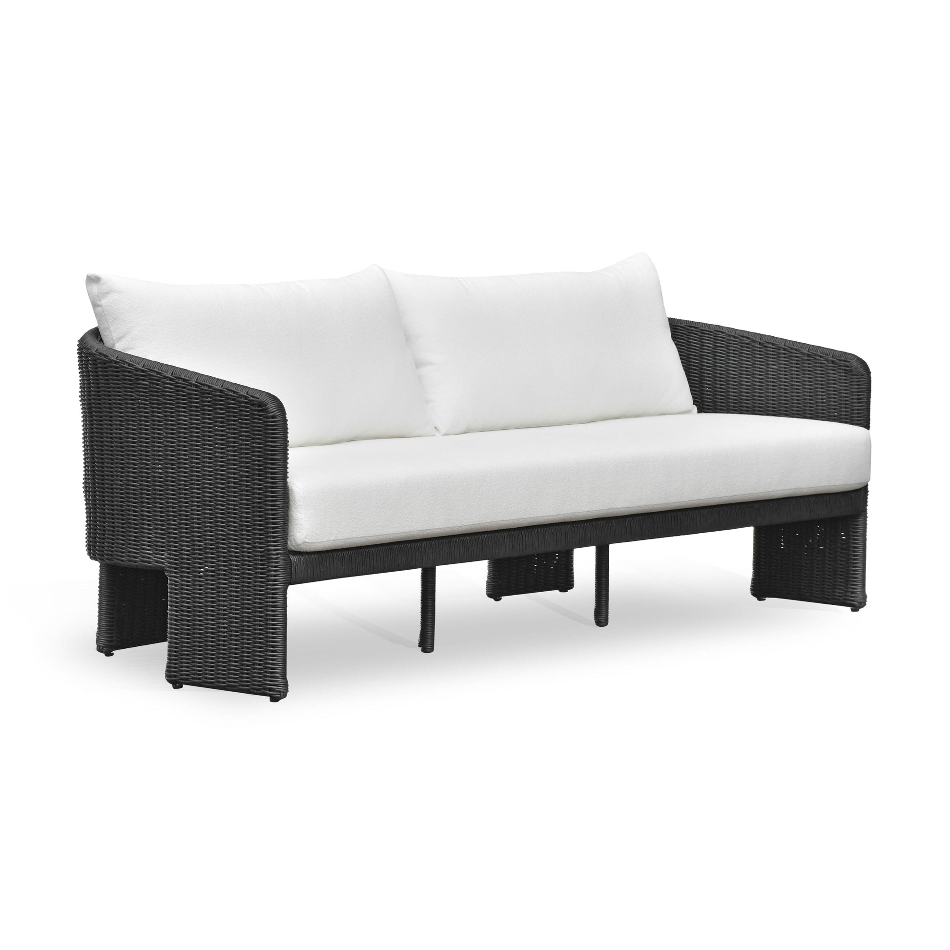 Alexa 80" Rattan Performance Fabric Outdoor Sofa Black by Tov Furniture
