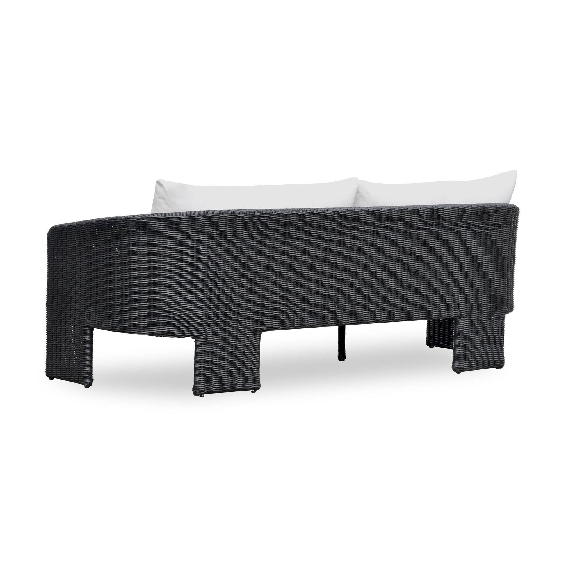 Alexa 80" Rattan Performance Fabric Outdoor Sofa Black by Tov Furniture