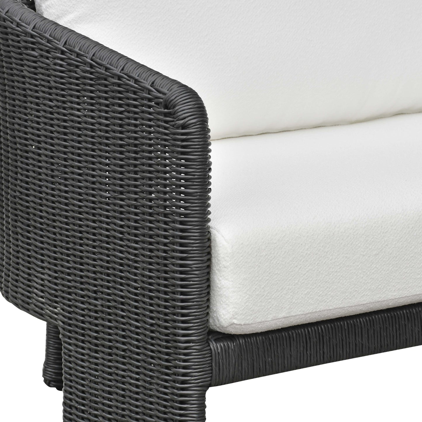 Alexa 80" Rattan Performance Fabric Outdoor Sofa Black by Tov Furniture