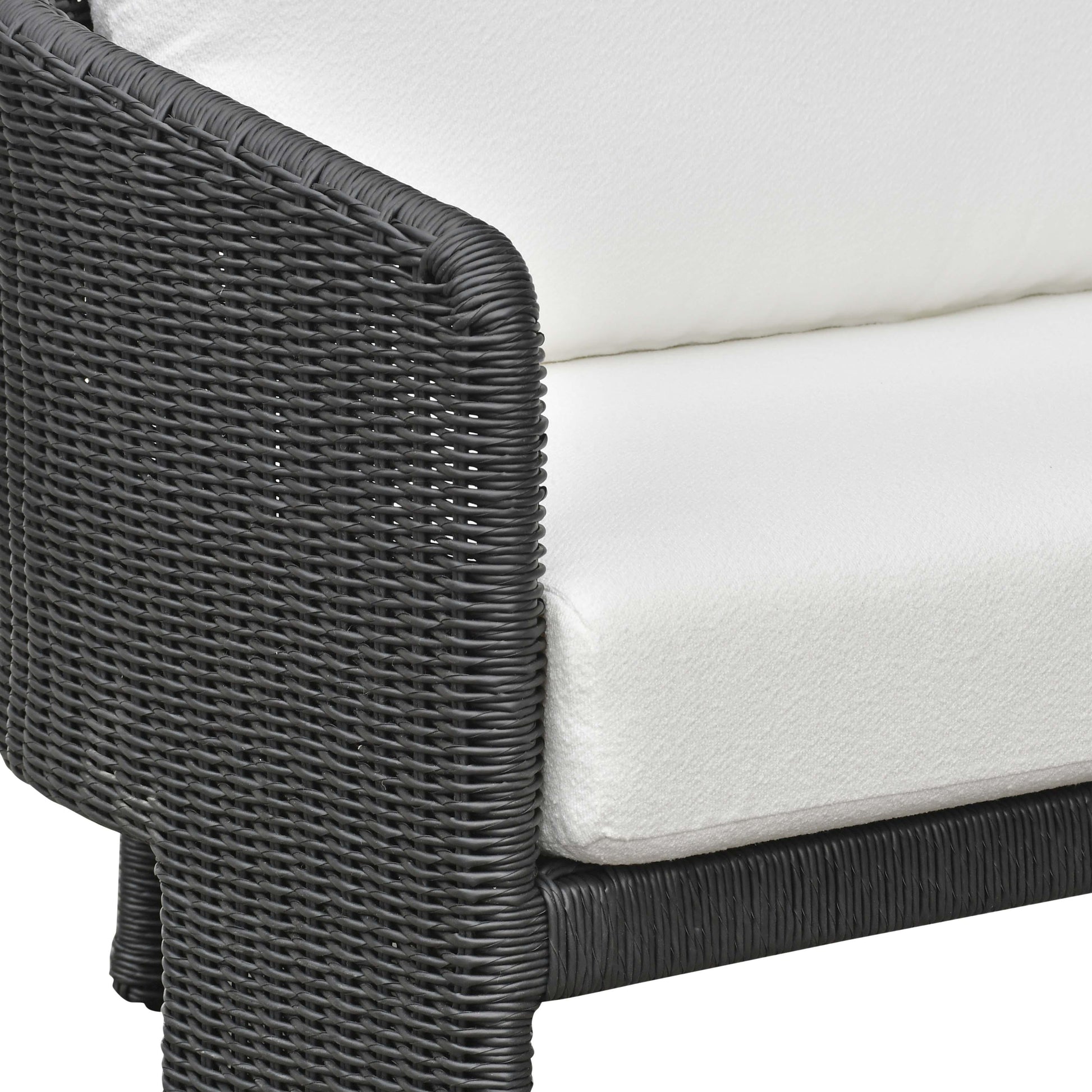 Alexa 80" Rattan Performance Fabric Outdoor Sofa Black by Tov Furniture