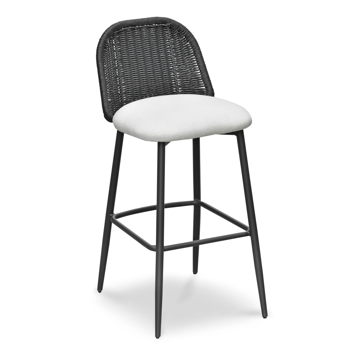 Alexa Black Rattan Performance Fabric Barstool by TOV Furniture – photo 1 of 7