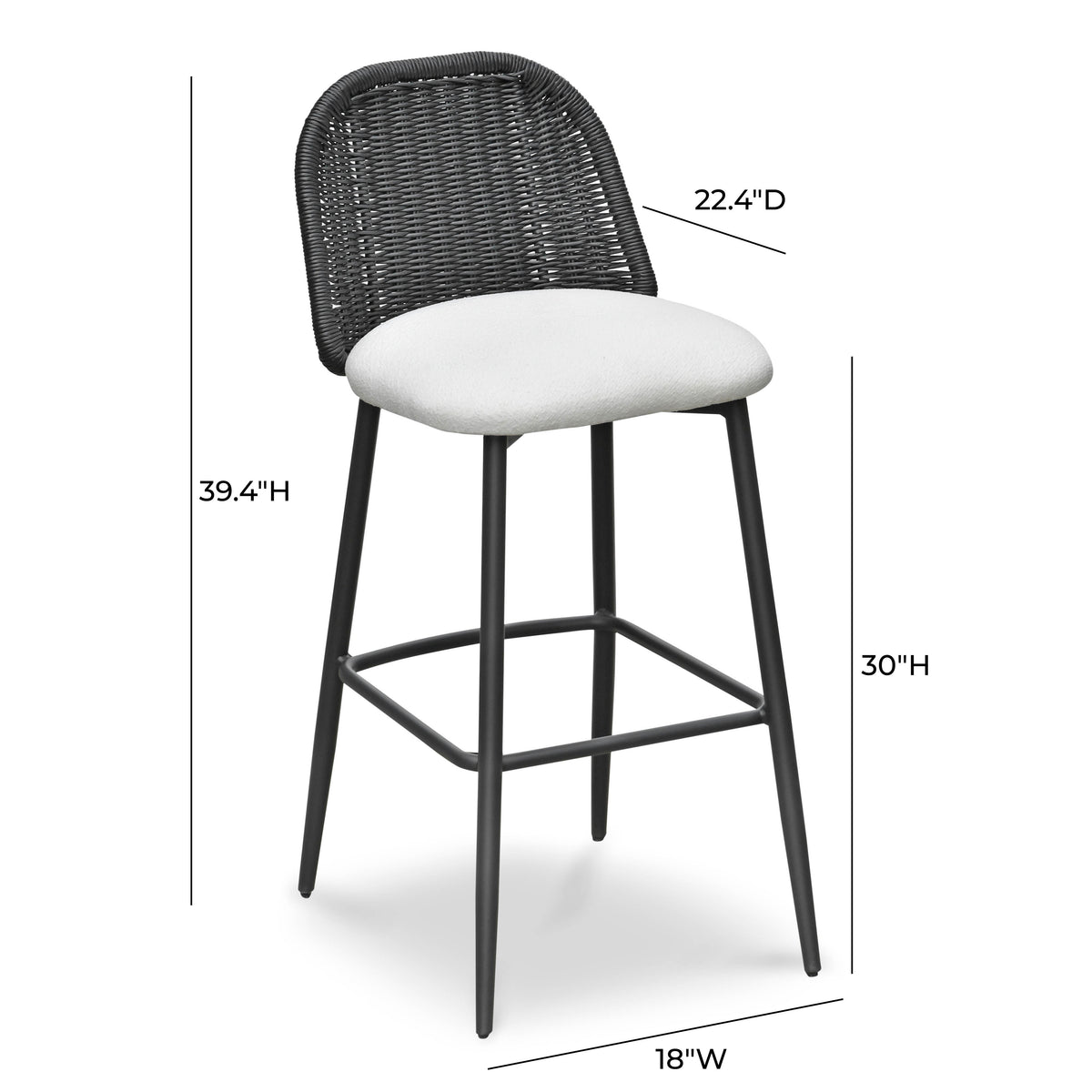 Alexa Black Rattan Performance Fabric Barstool by TOV Furniture – photo 7 of 7