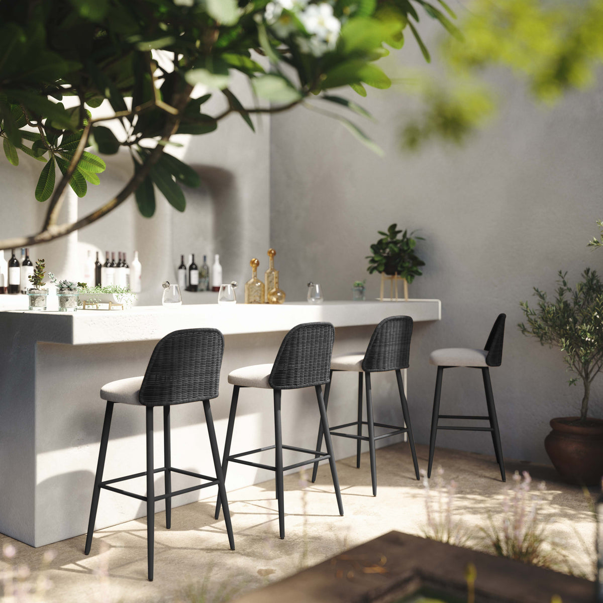 Alexa Performance Fabric Outdoor Stool by TOV Furniture – several options shown