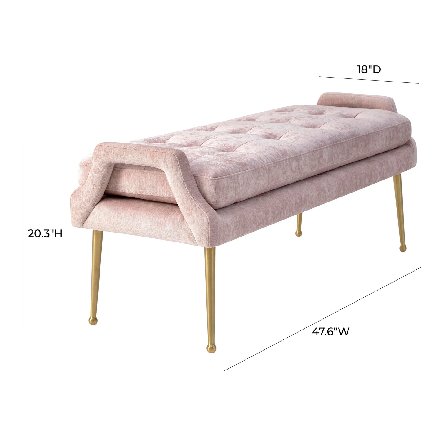 Eileen Velvet Bench Pink by Tov Furniture