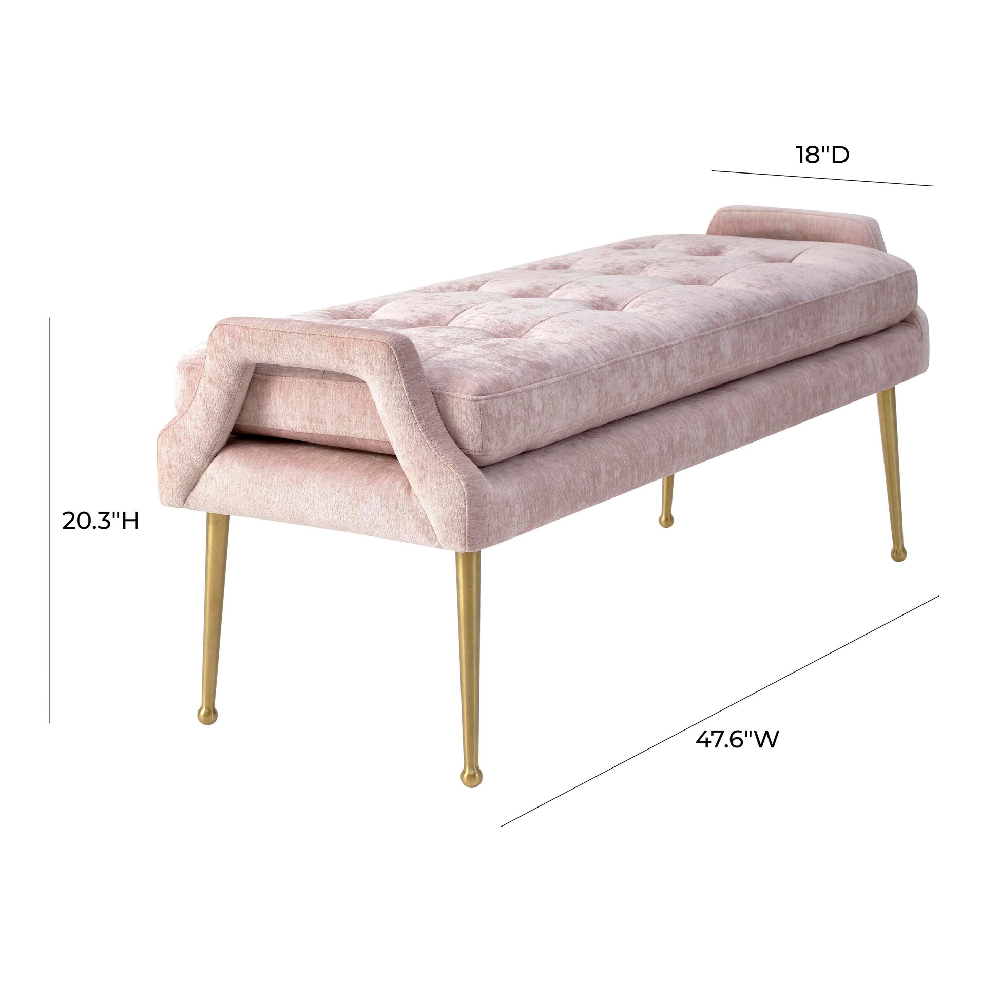 Eileen Velvet Bench Pink by Tov Furniture