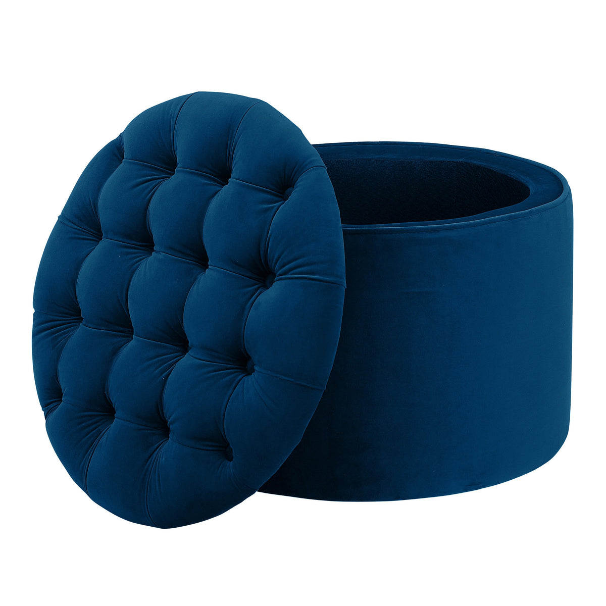 Queen Navy Performance Velvet Storage Ottoman by TOV Furniture – photo 3 of 5