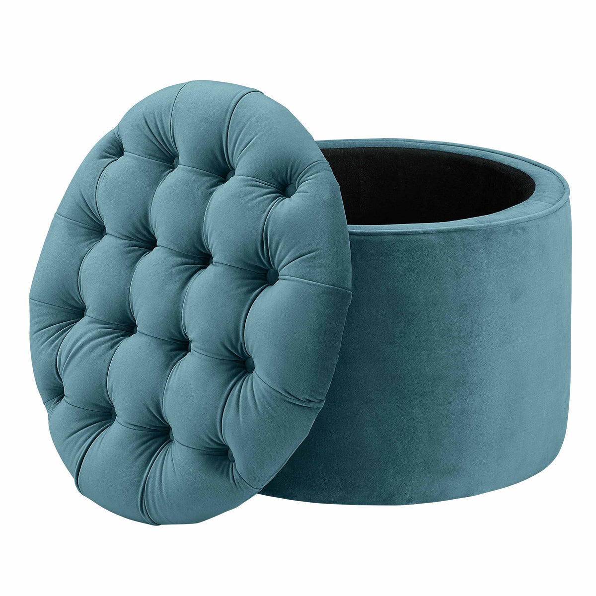 Queen Sea Blue Performance Velvet Storage Ottoman by TOV Furniture – photo 3 of 5