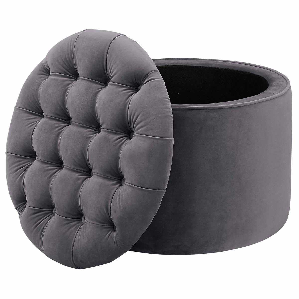 Queen Grey Performance Velvet Storage Ottoman by TOV Furniture – photo 3 of 5
