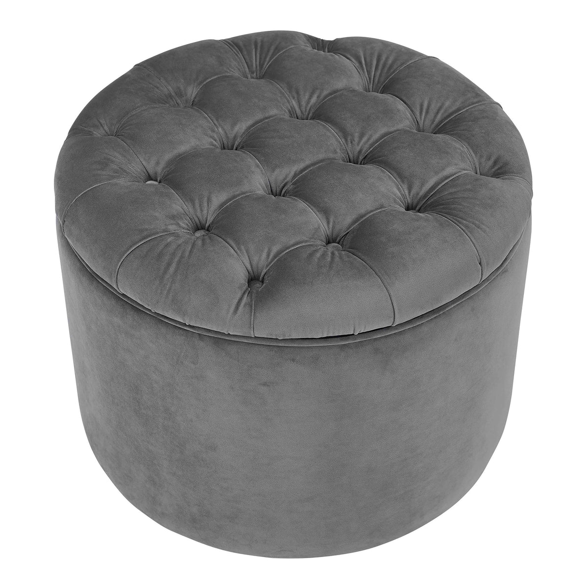 Queen Grey Performance Velvet Storage Ottoman by TOV Furniture – photo 4 of 5