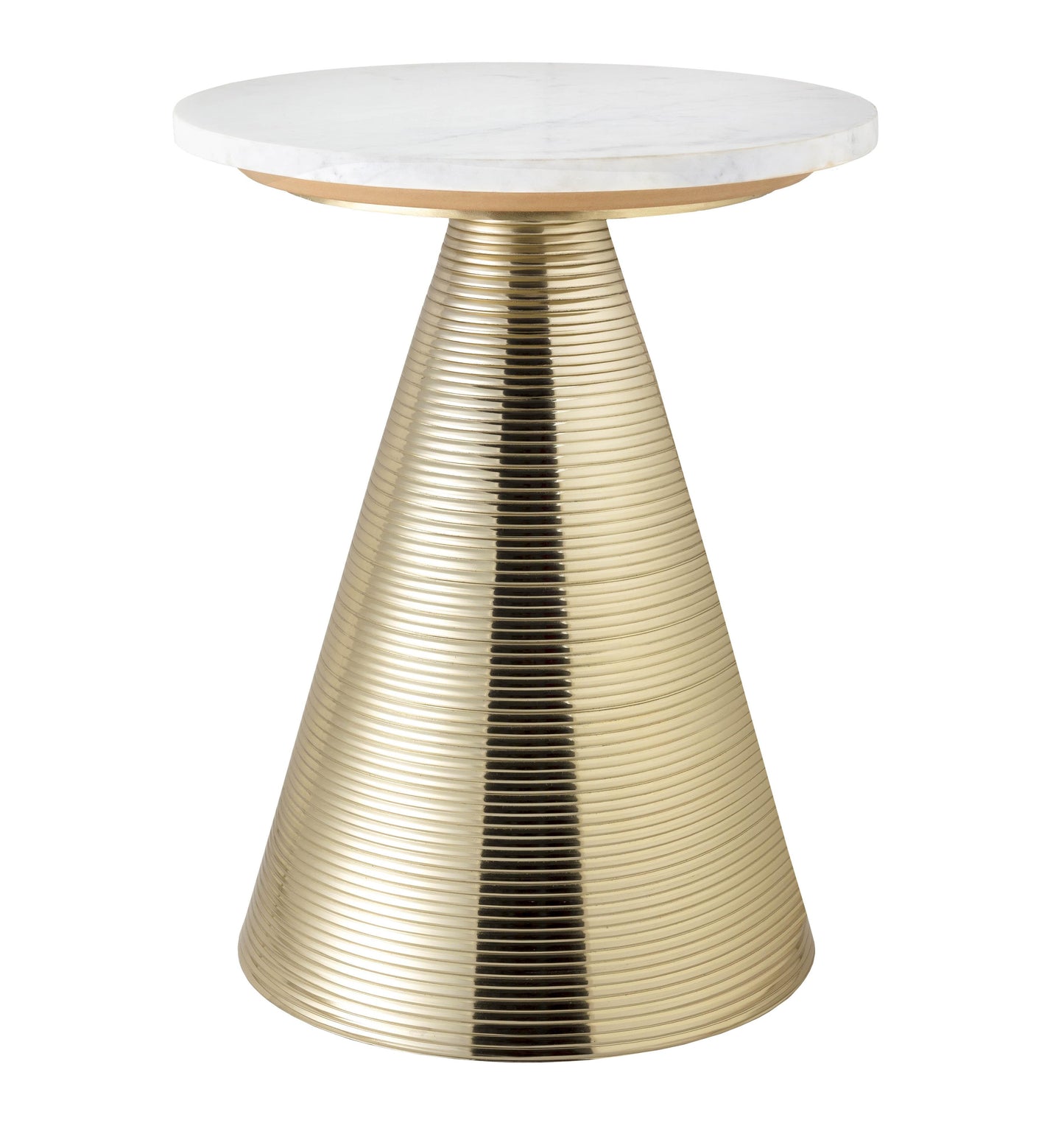 Tempo Marble Round Side Table Gold, White Marble by Tov Furniture