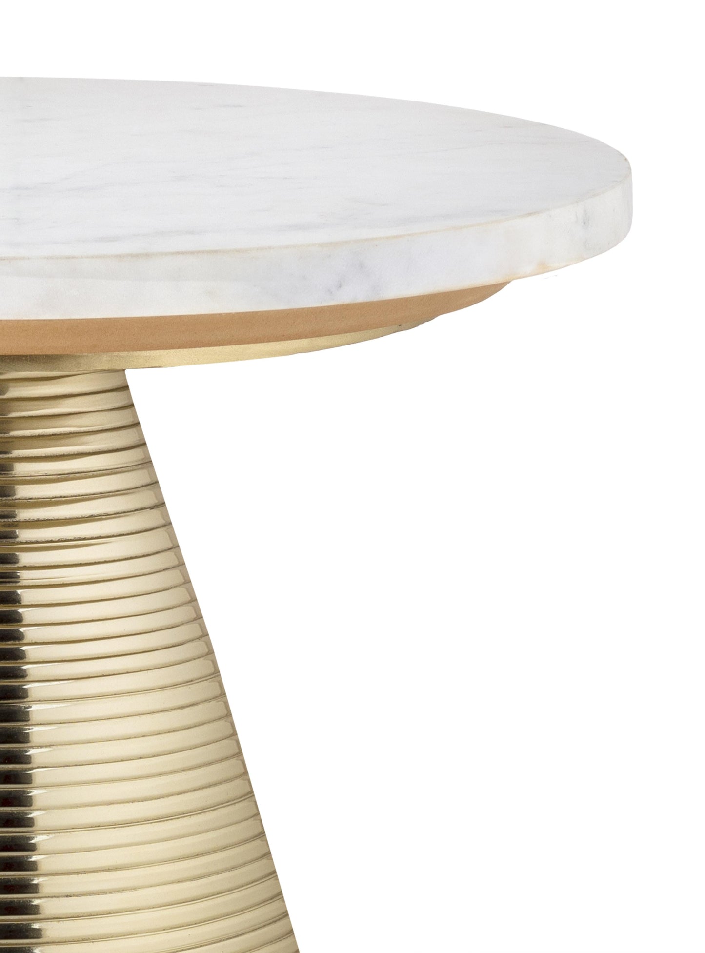Tempo Marble Round Side Table Gold, White Marble by Tov Furniture