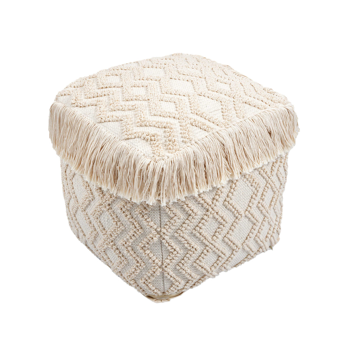 Inca Cream Cotton Pouf by TOV Furniture – photo 1 of 6