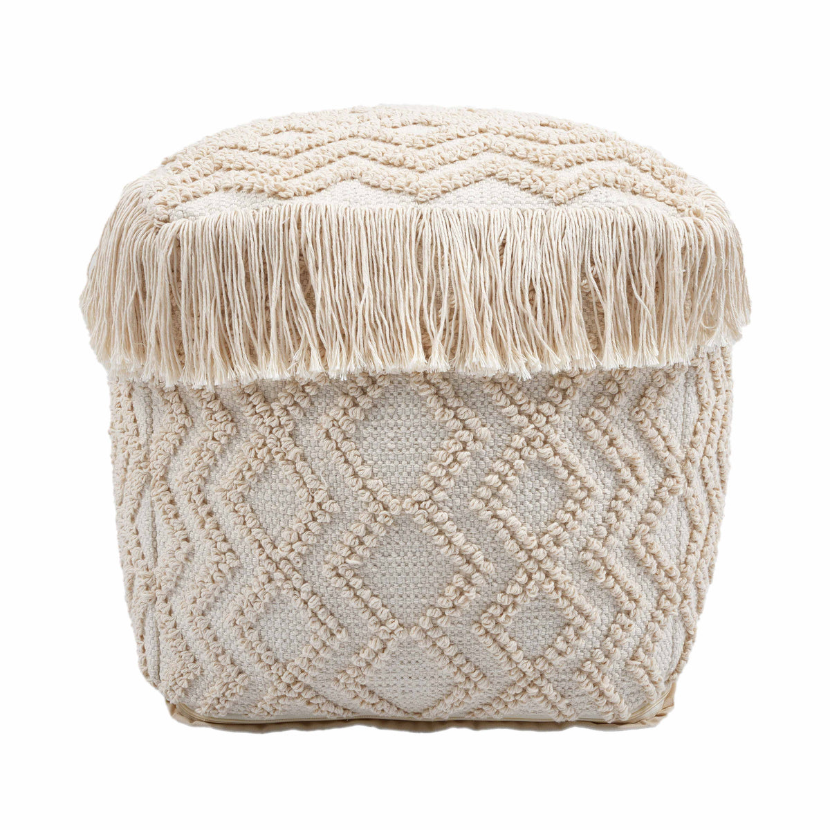Inca Cream Cotton Pouf by TOV Furniture – photo 3 of 6