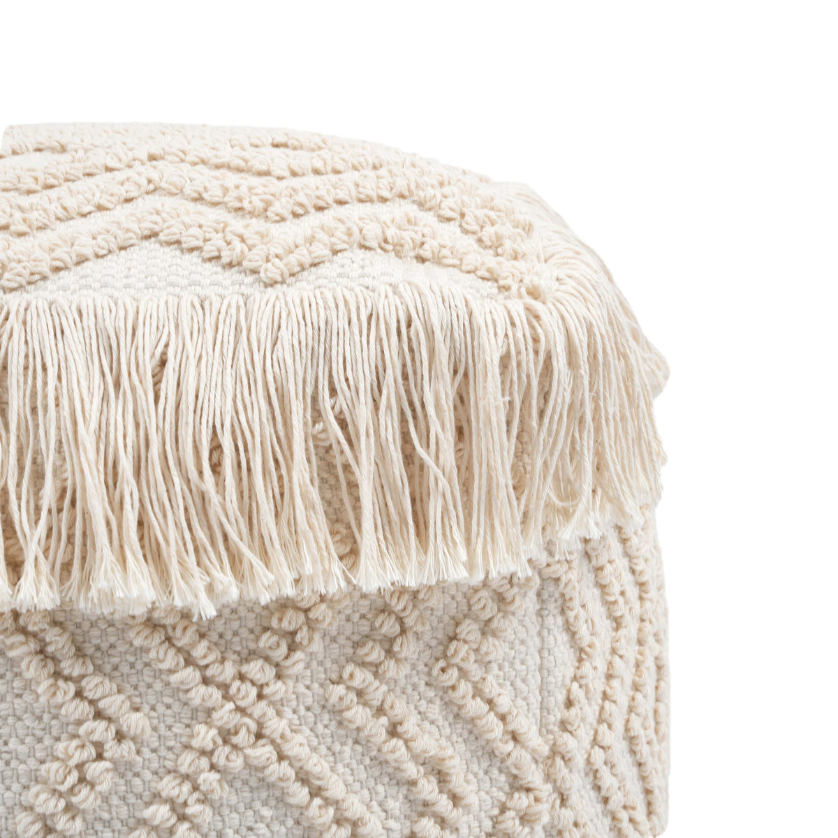 Inca Cream Cotton Pouf by TOV Furniture – photo 4 of 6