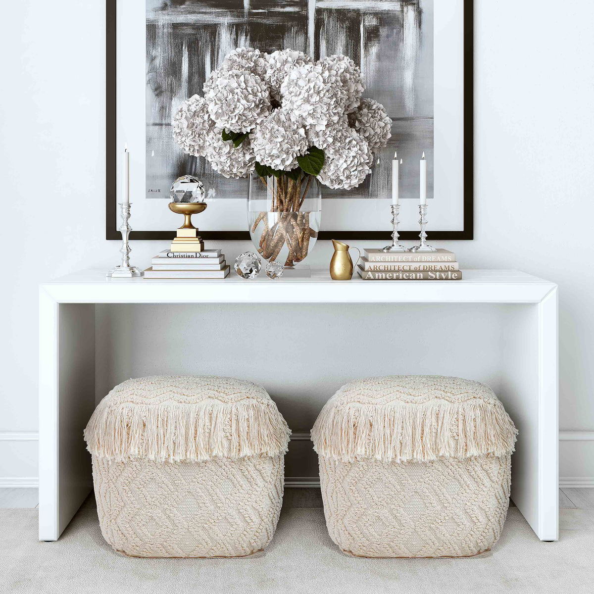 Inca Cream Cotton Pouf by TOV Furniture – photo 2 of 6