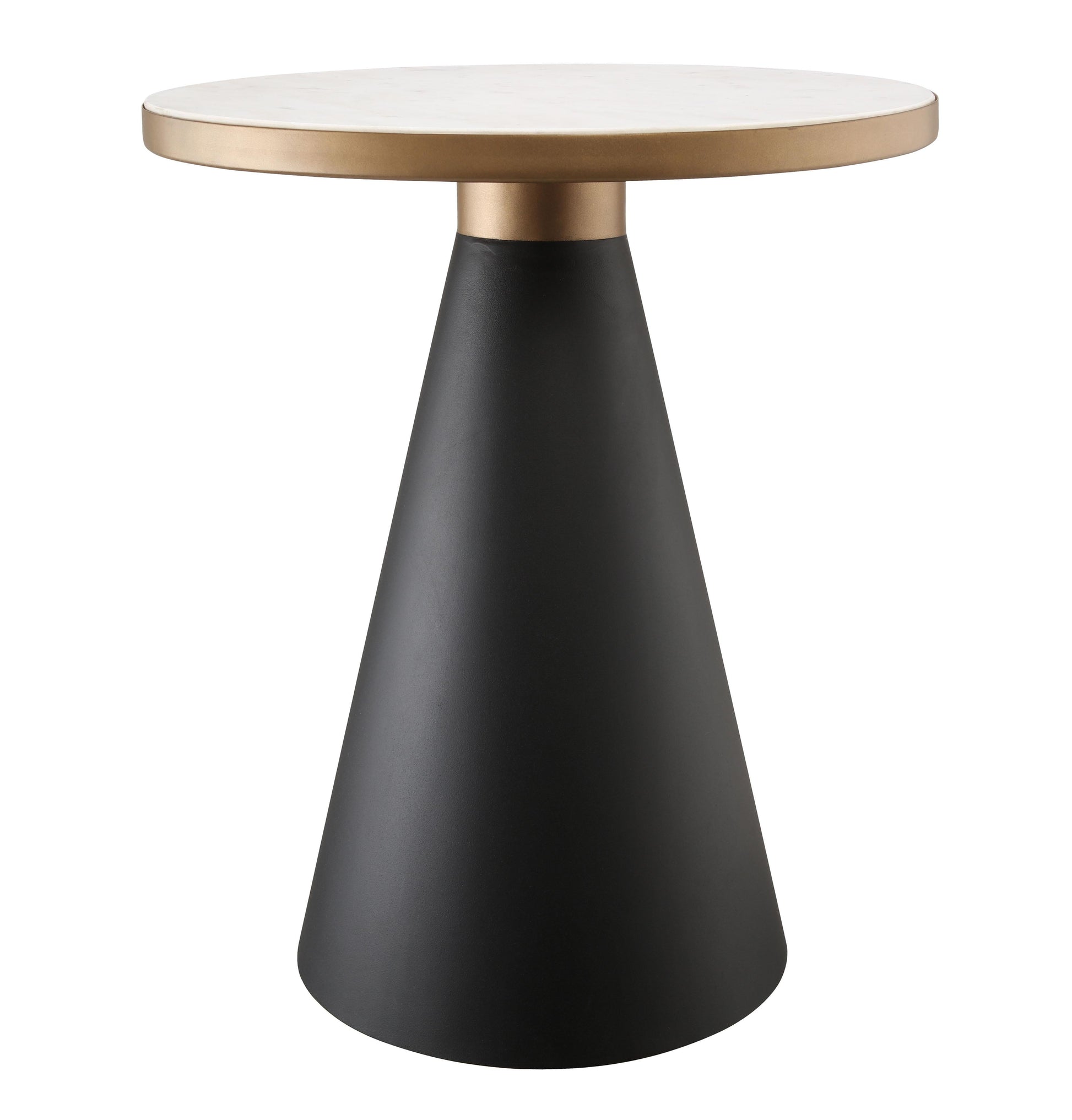 Richard Marble Round Side Table Black, Gold, White by Tov Furniture