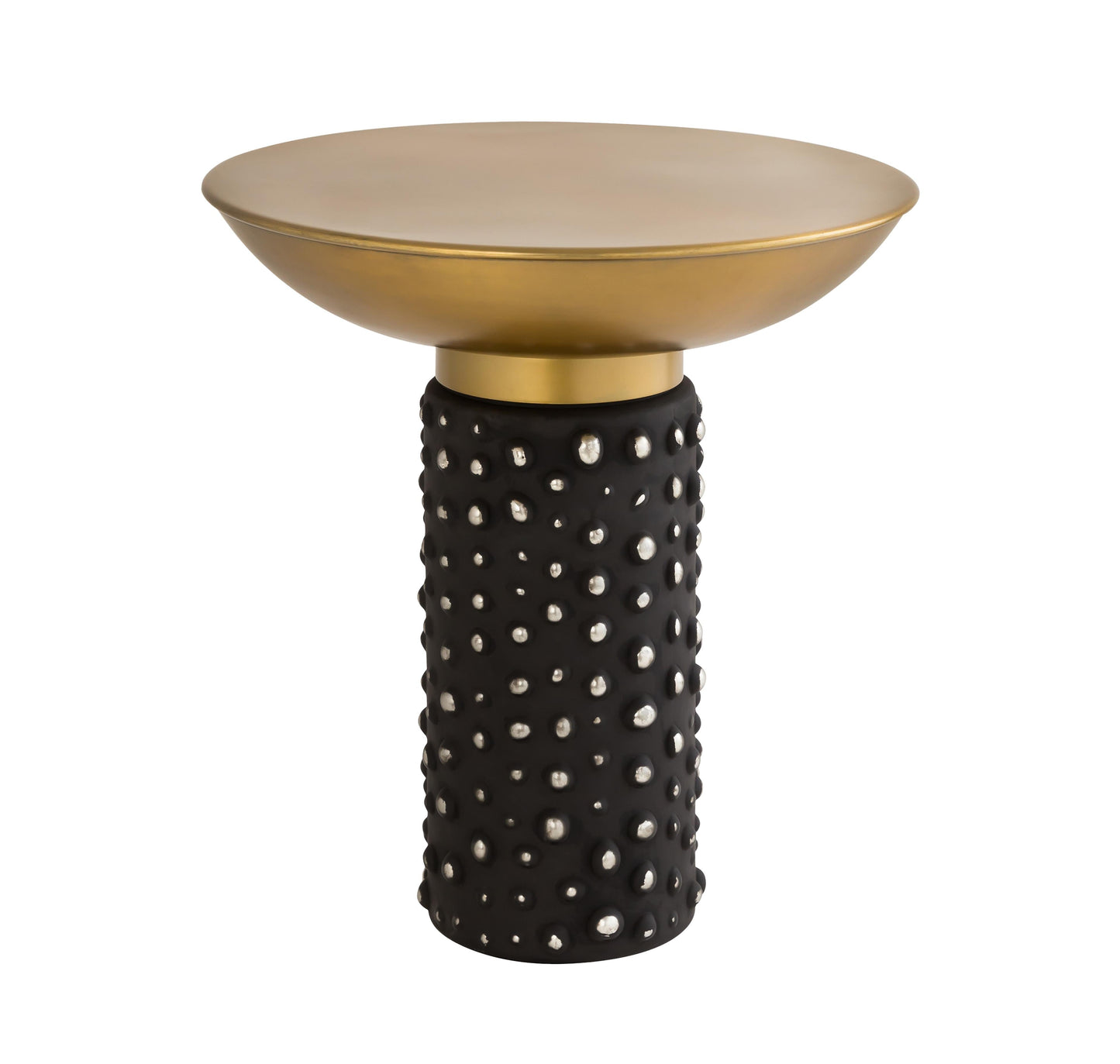 Blaze Glass and Brass Side Table Antique Brass, Black by Tov Furniture