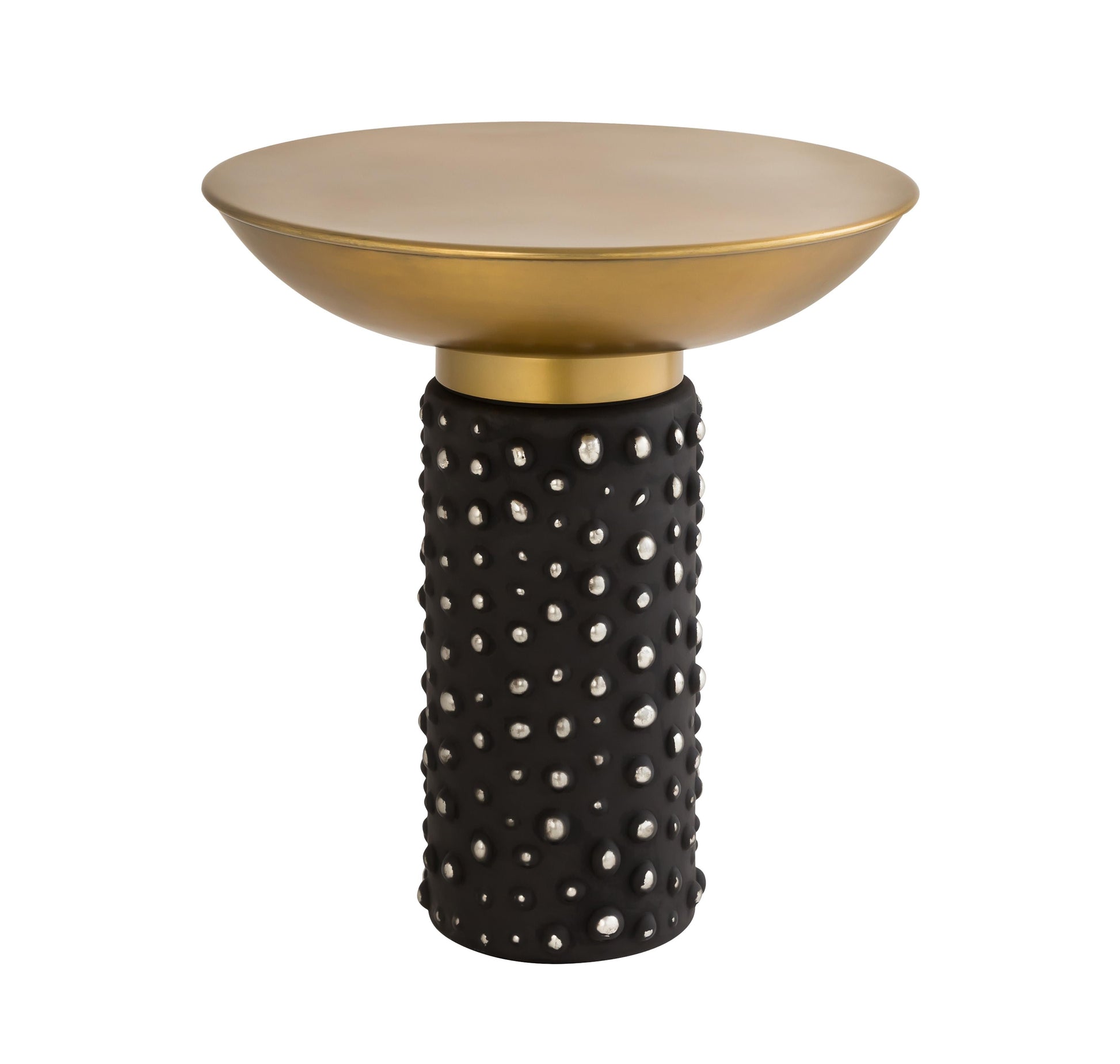 Blaze Glass and Brass Side Table Antique Brass, Black by Tov Furniture