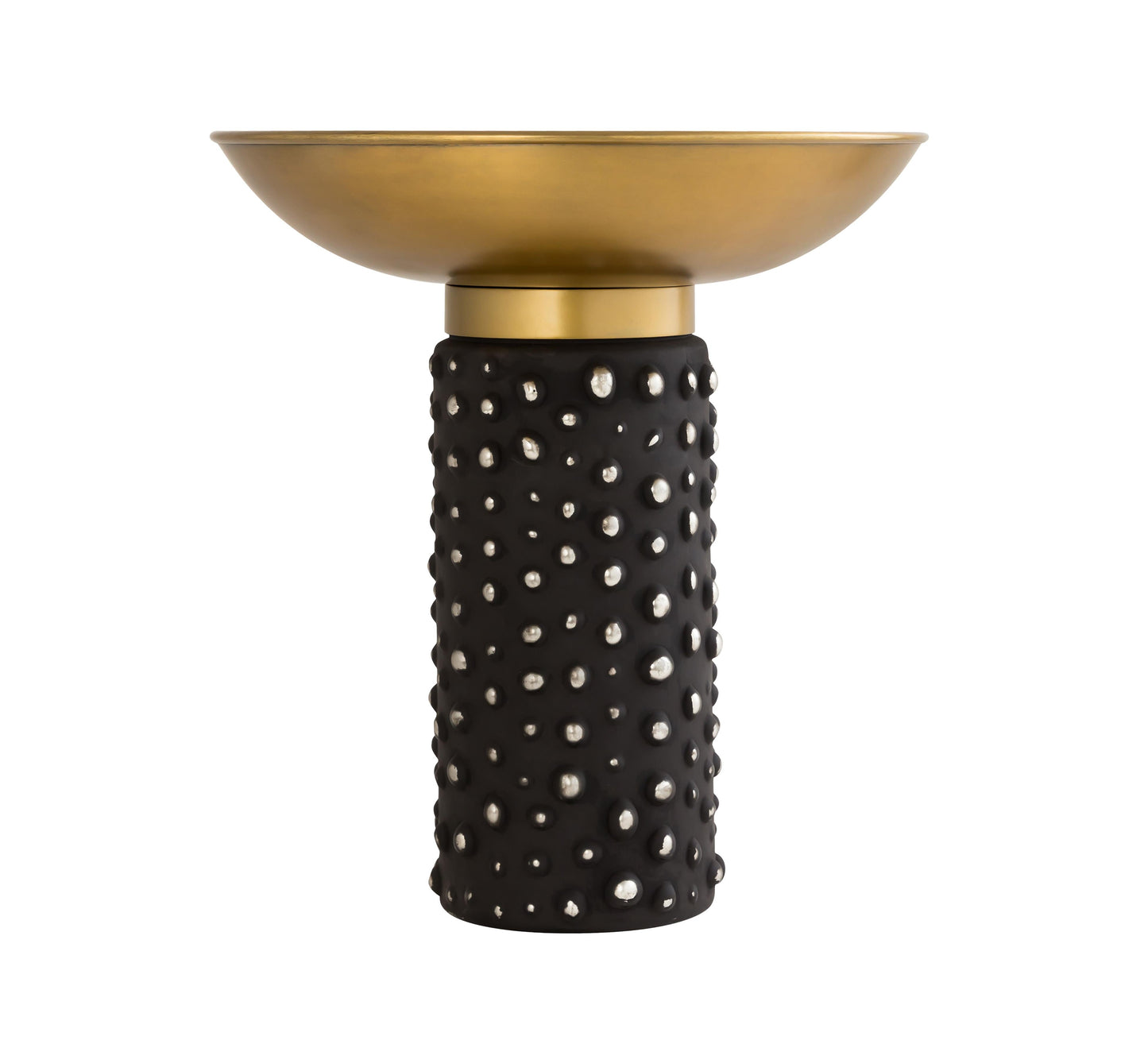 Blaze Glass and Brass Side Table Antique Brass, Black by Tov Furniture